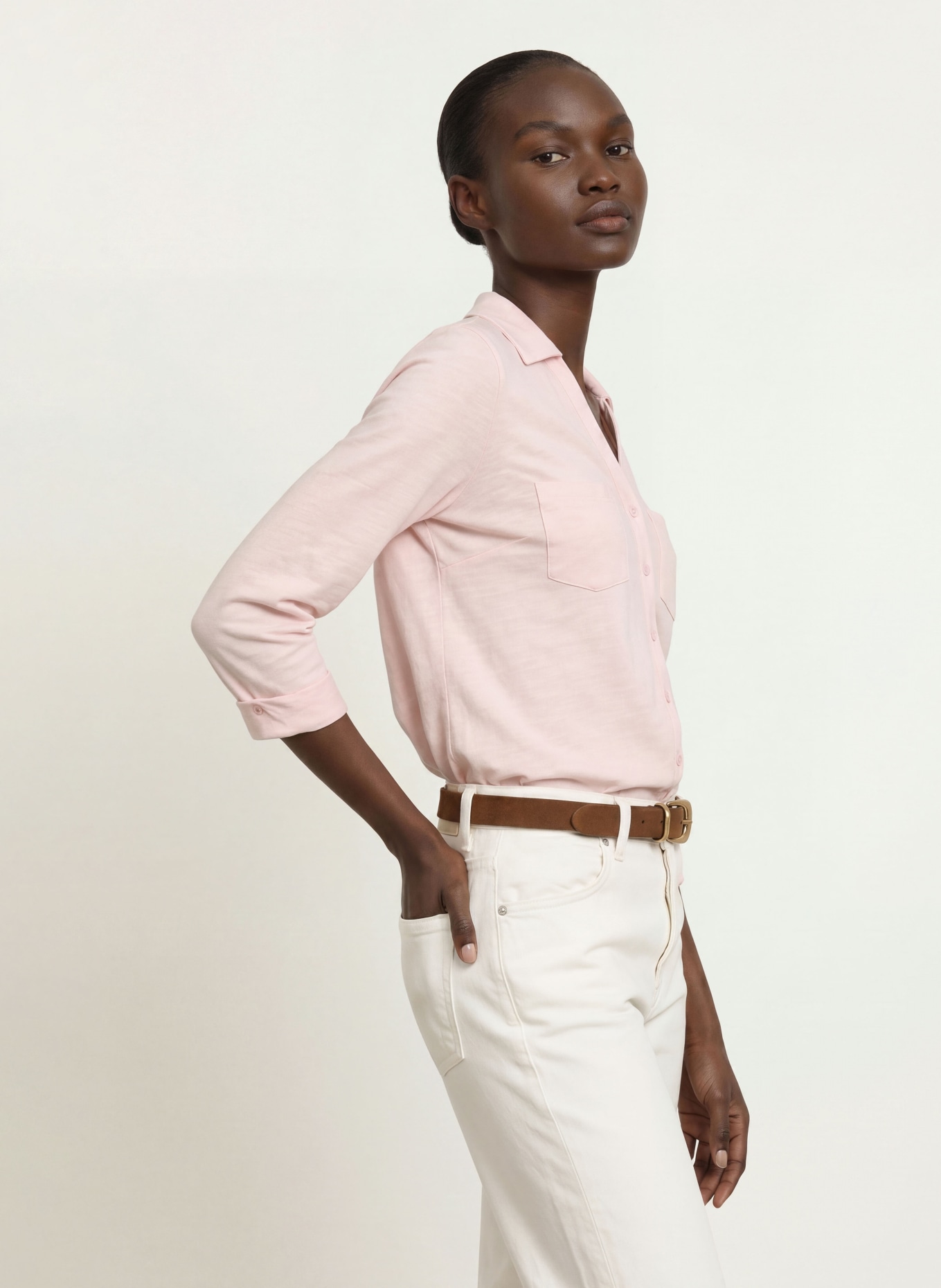 HOBBS Jerseybluse mit 3/4-Arm: HELLROSA