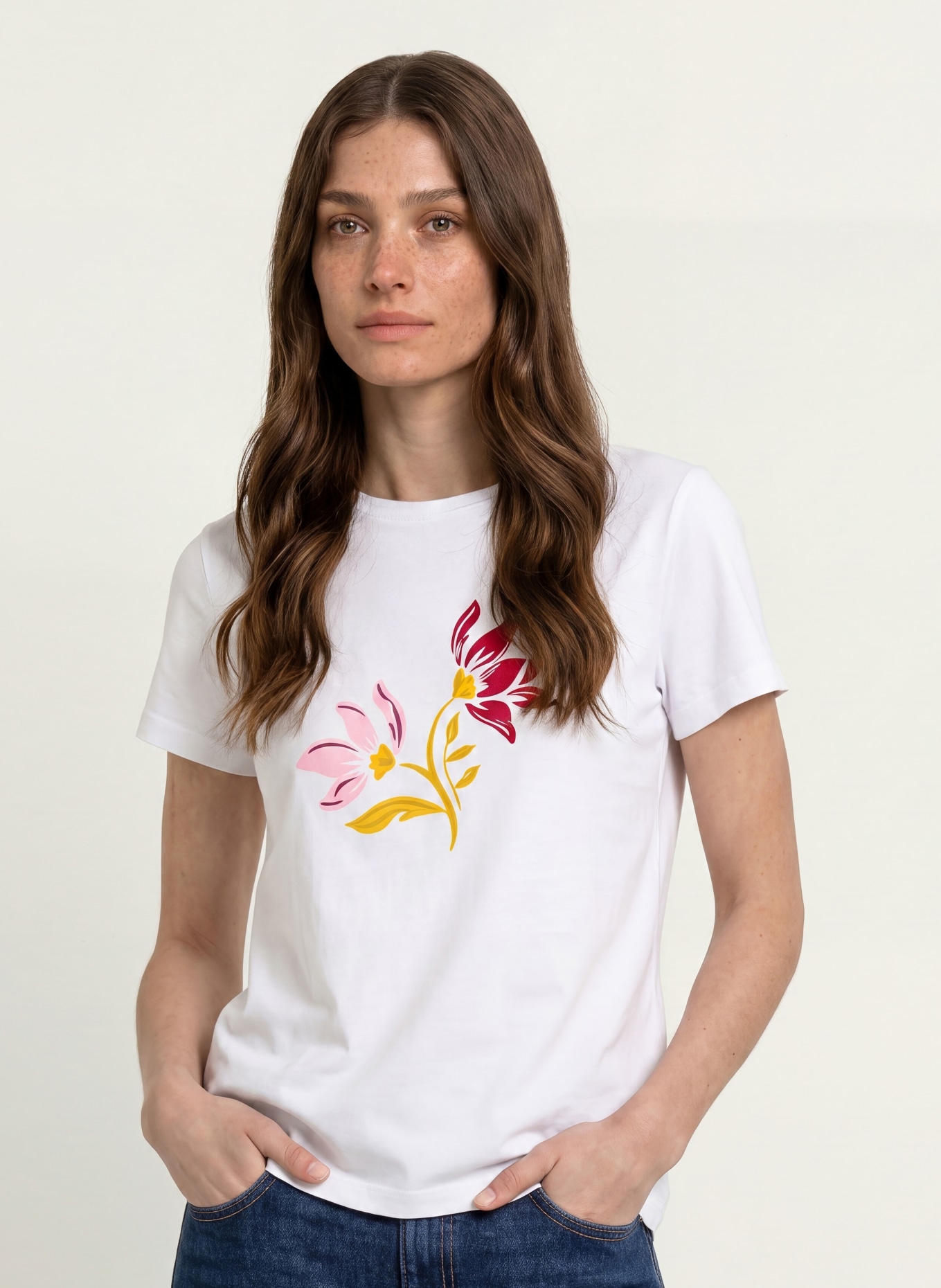 HOBBS T-Shirt: WEISS / DUNKELROT / GELB