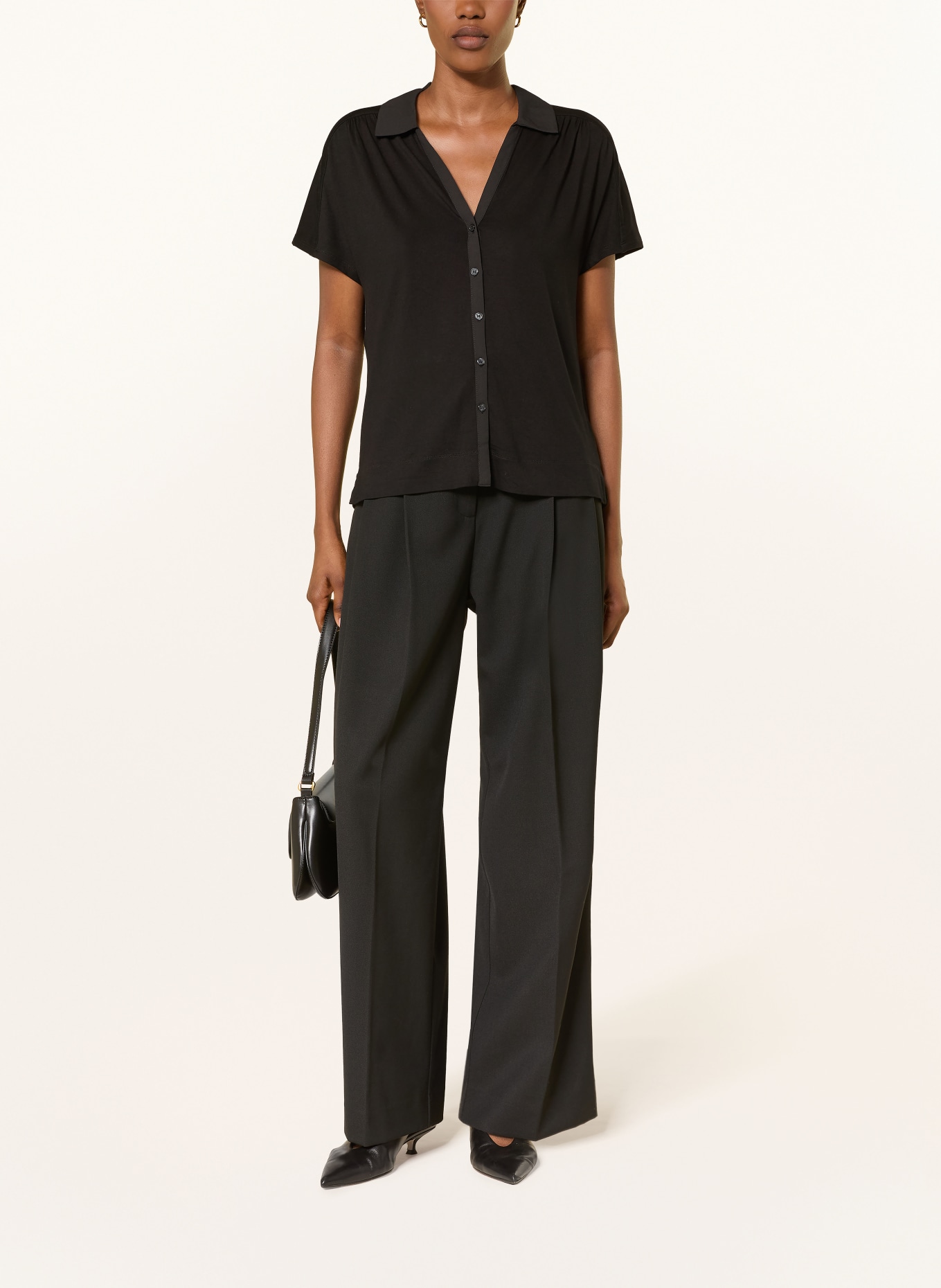HOBBS MILEY Jersey Blouse: BLACK