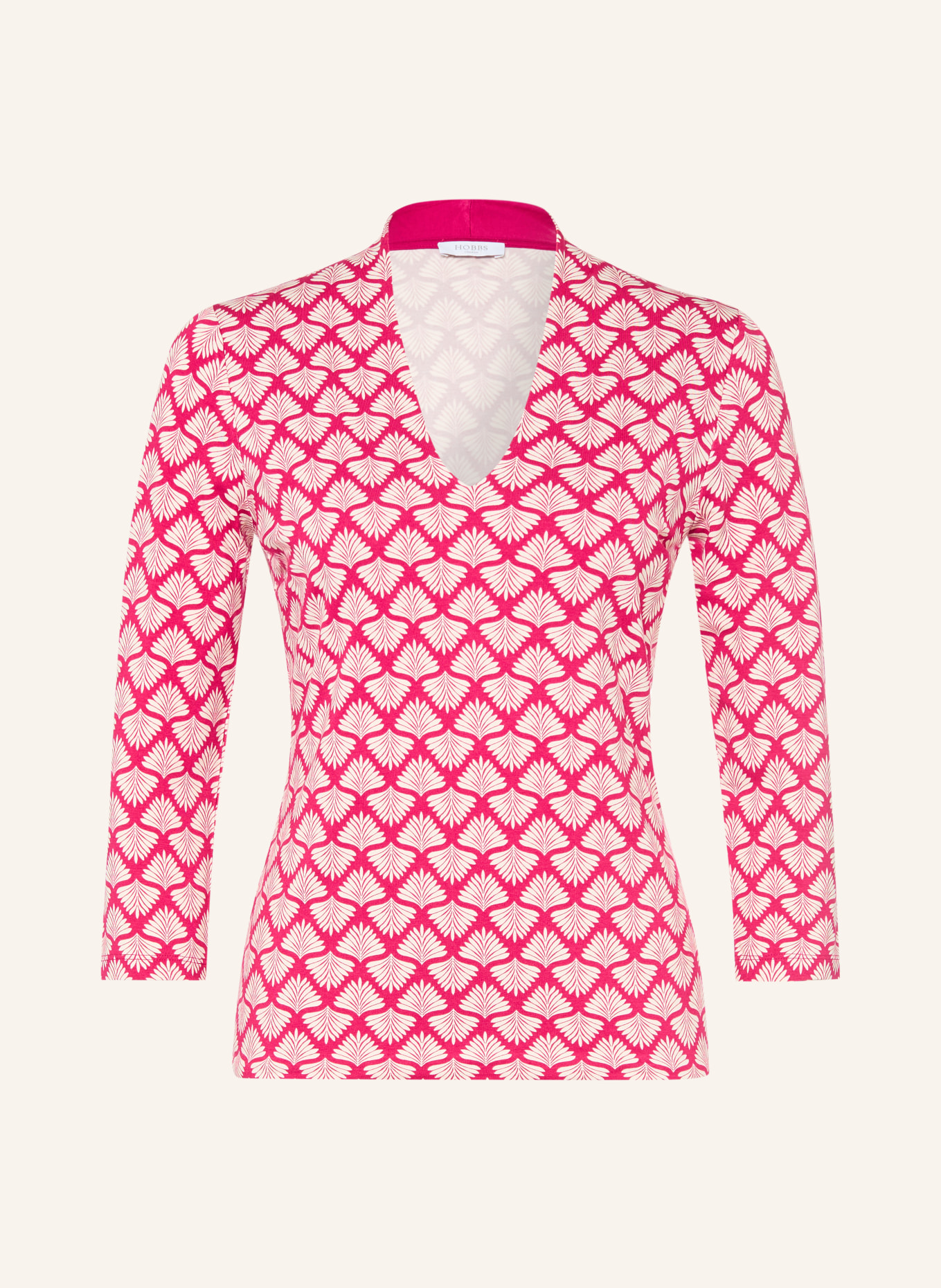 HOBBS AIMEE shirt with 3/4 sleeves: FUCHSIA / ECRU
