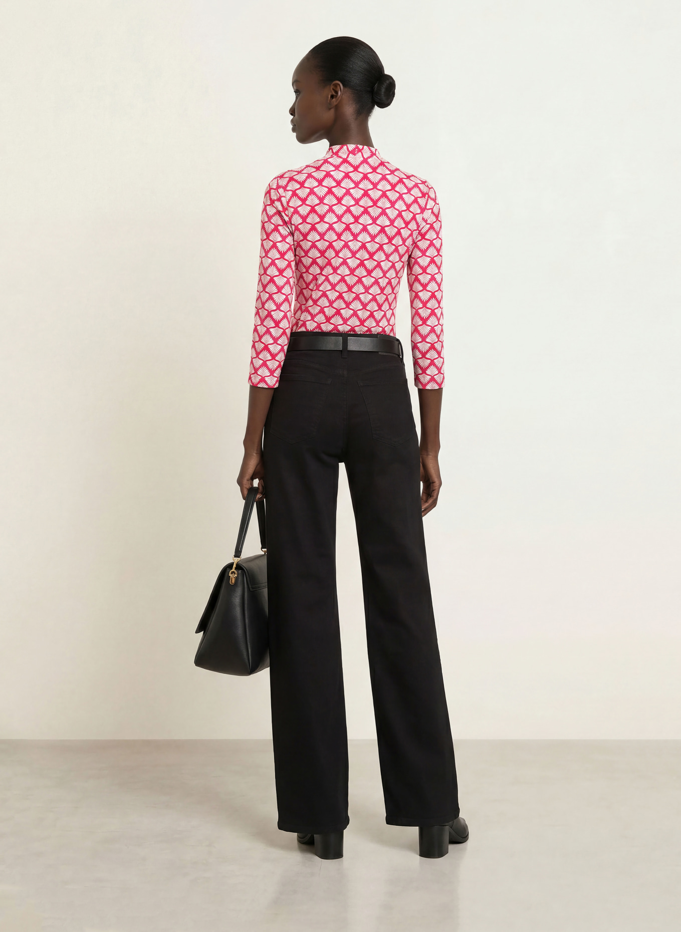 HOBBS AIMEE shirt with 3/4 sleeves: FUCHSIA / ECRU