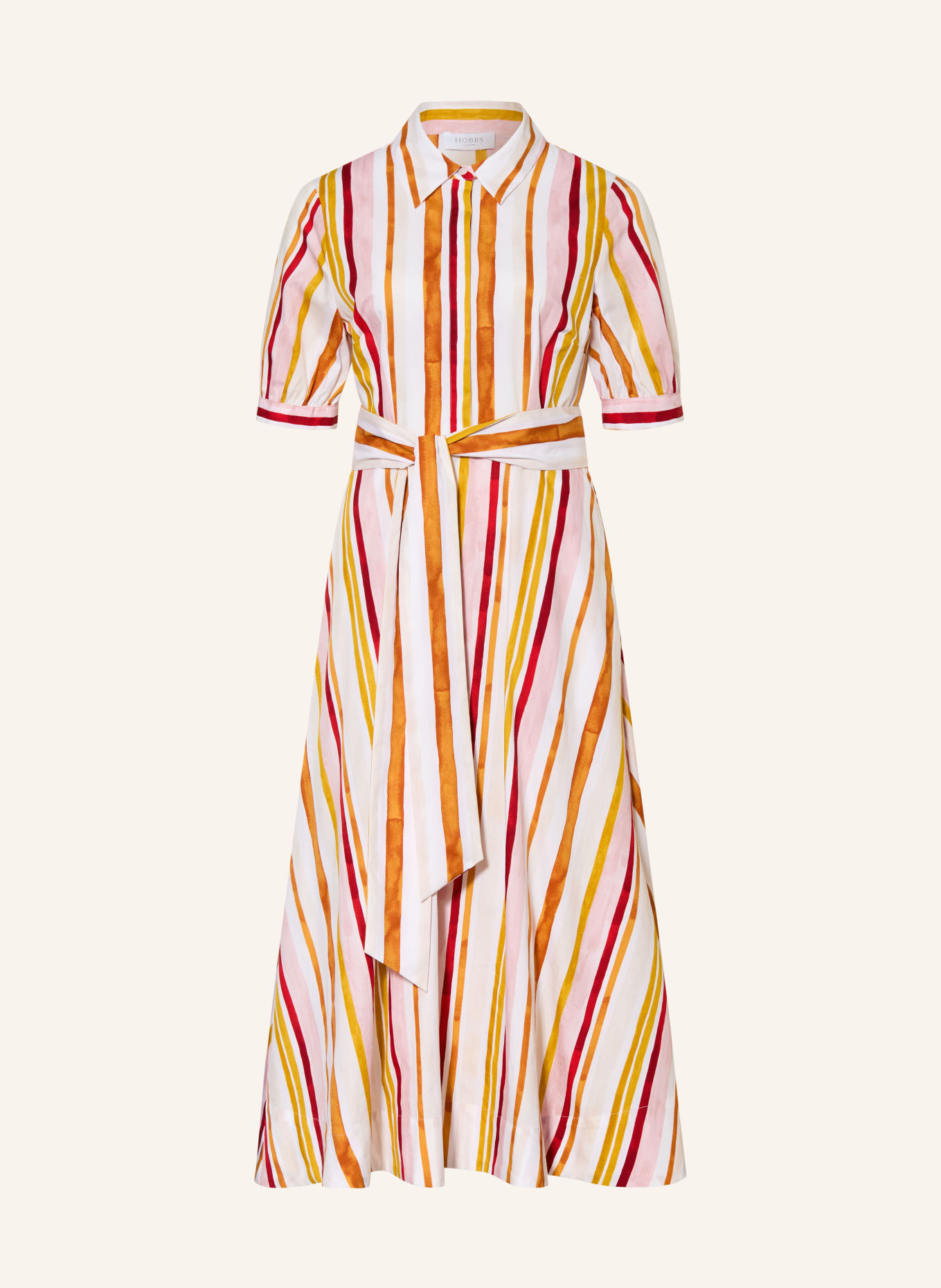 HOBBS Hemdblusenkleid CRESSIDA: WEISS / ROSA / DUNKELORANGE