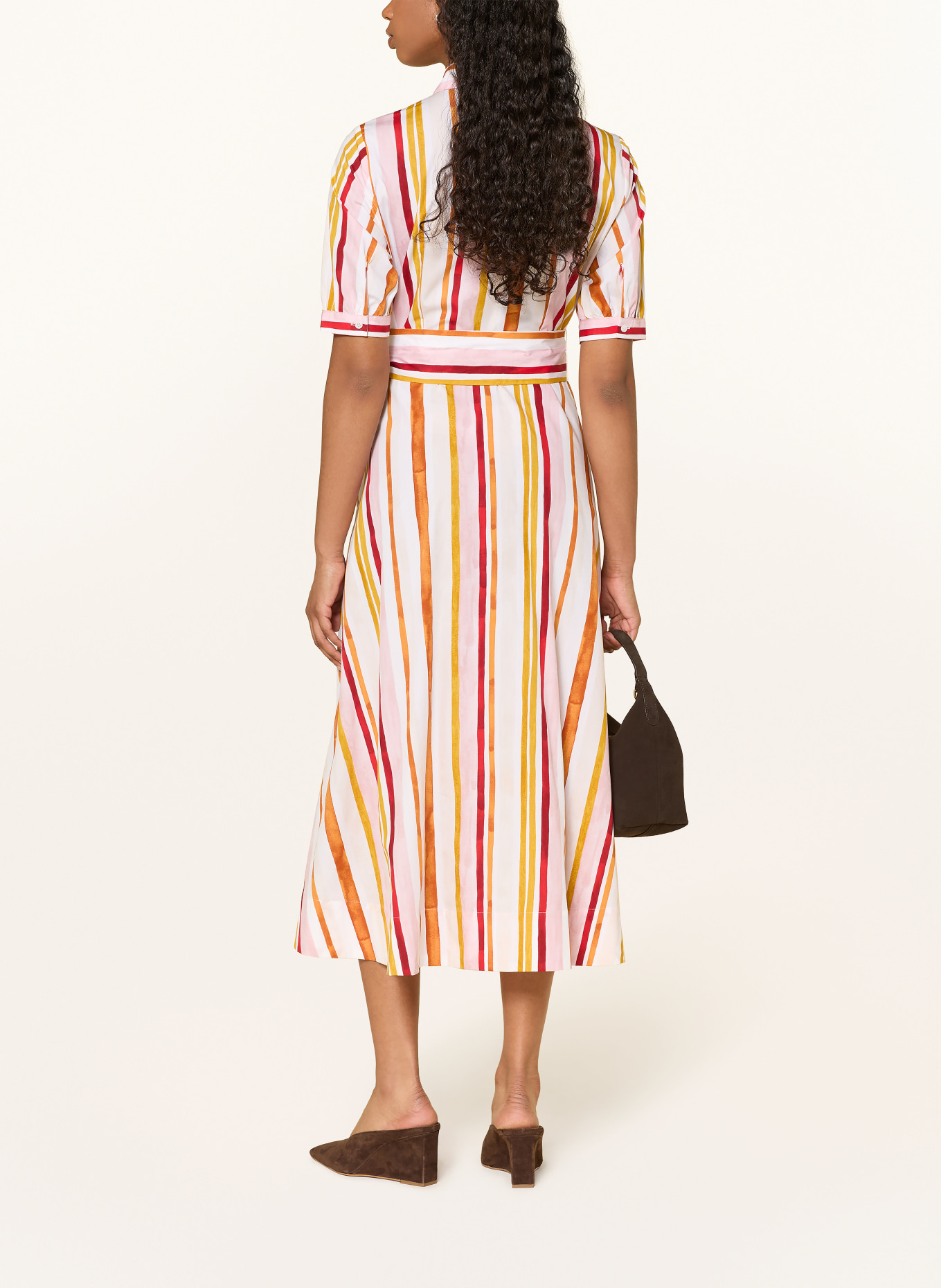 HOBBS Hemdblusenkleid CRESSIDA: WEISS / ROSA / DUNKELORANGE
