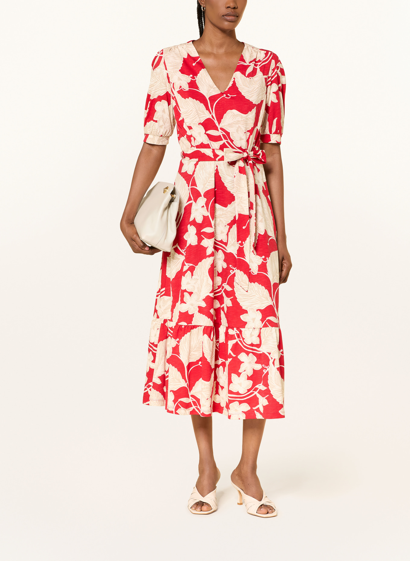 HOBBS Jerseykjole MARTHA: RØD / BEIGE / CREME
