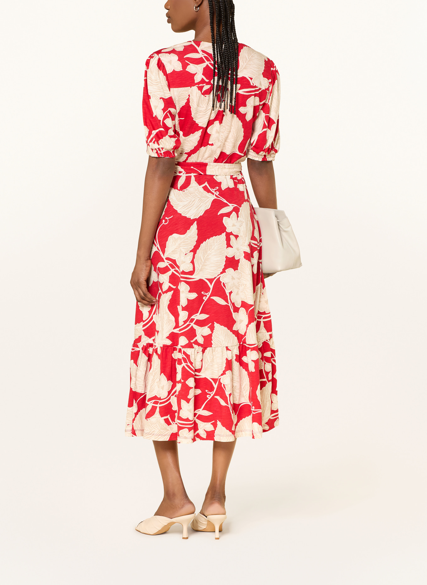 HOBBS Jerseykjole MARTHA: RØD / BEIGE / CREME