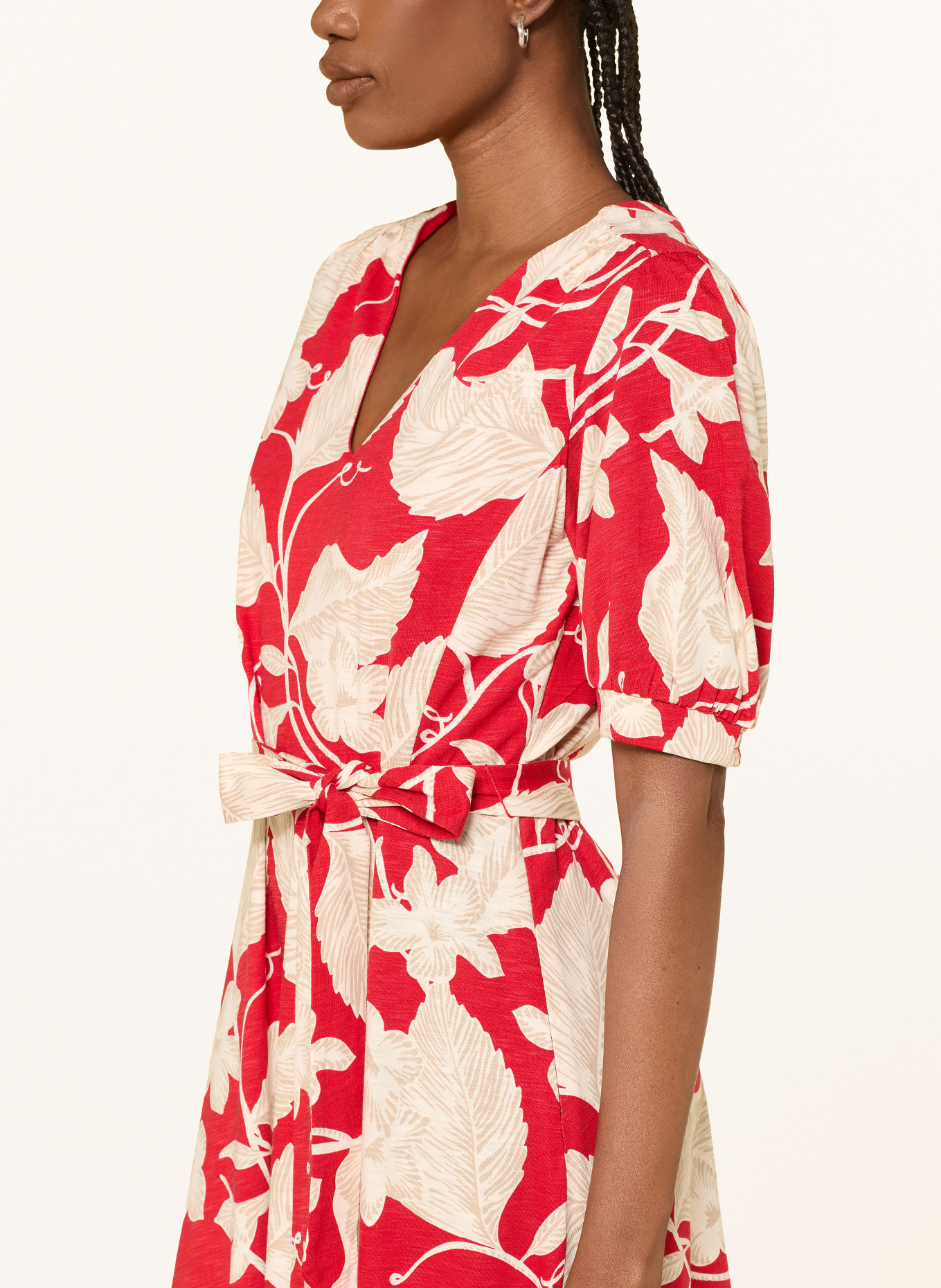 HOBBS Jerseykjole MARTHA: RØD / BEIGE / CREME