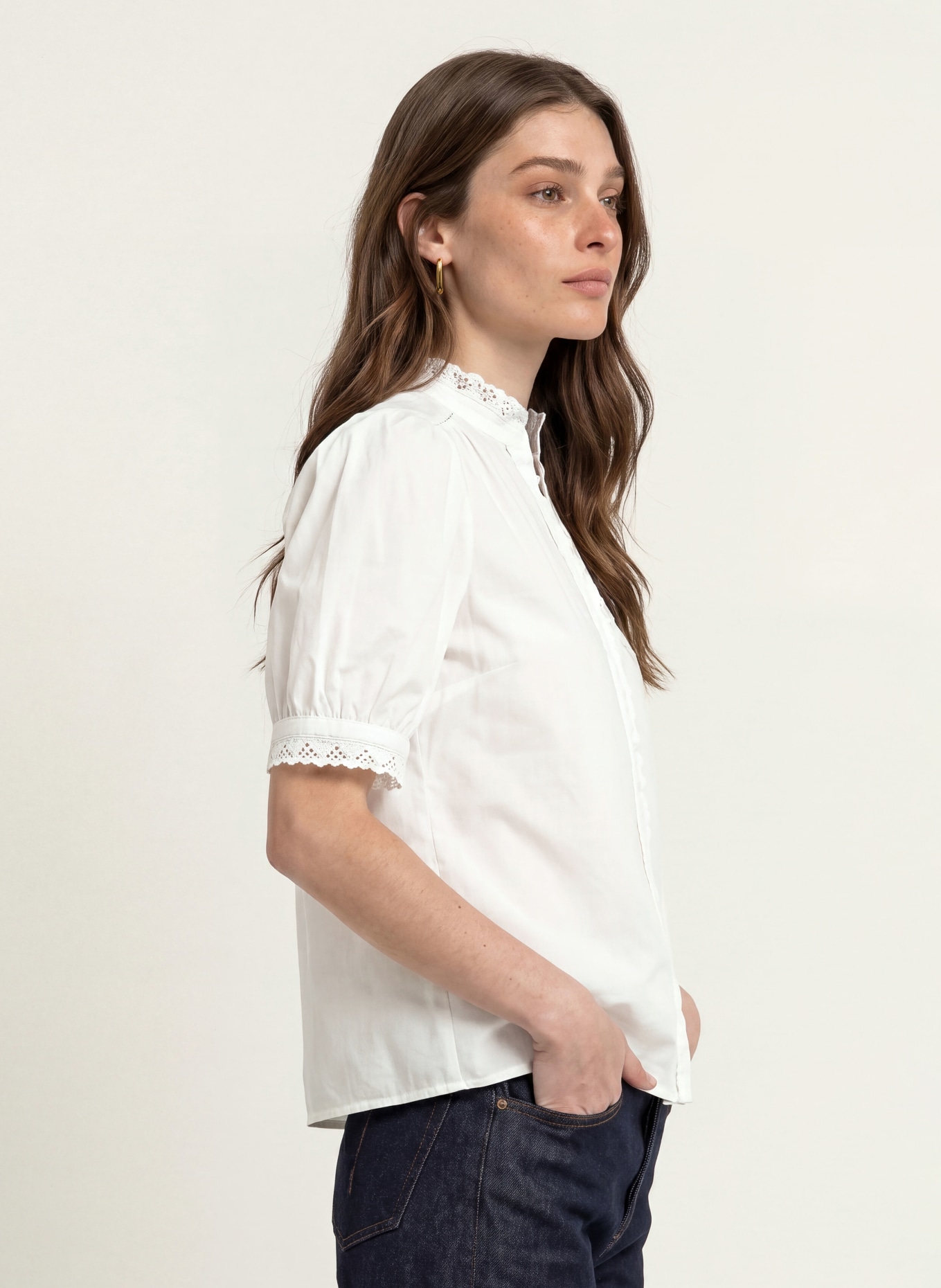 HOBBS Bluse KARIS mit Lochspitze: WEISS