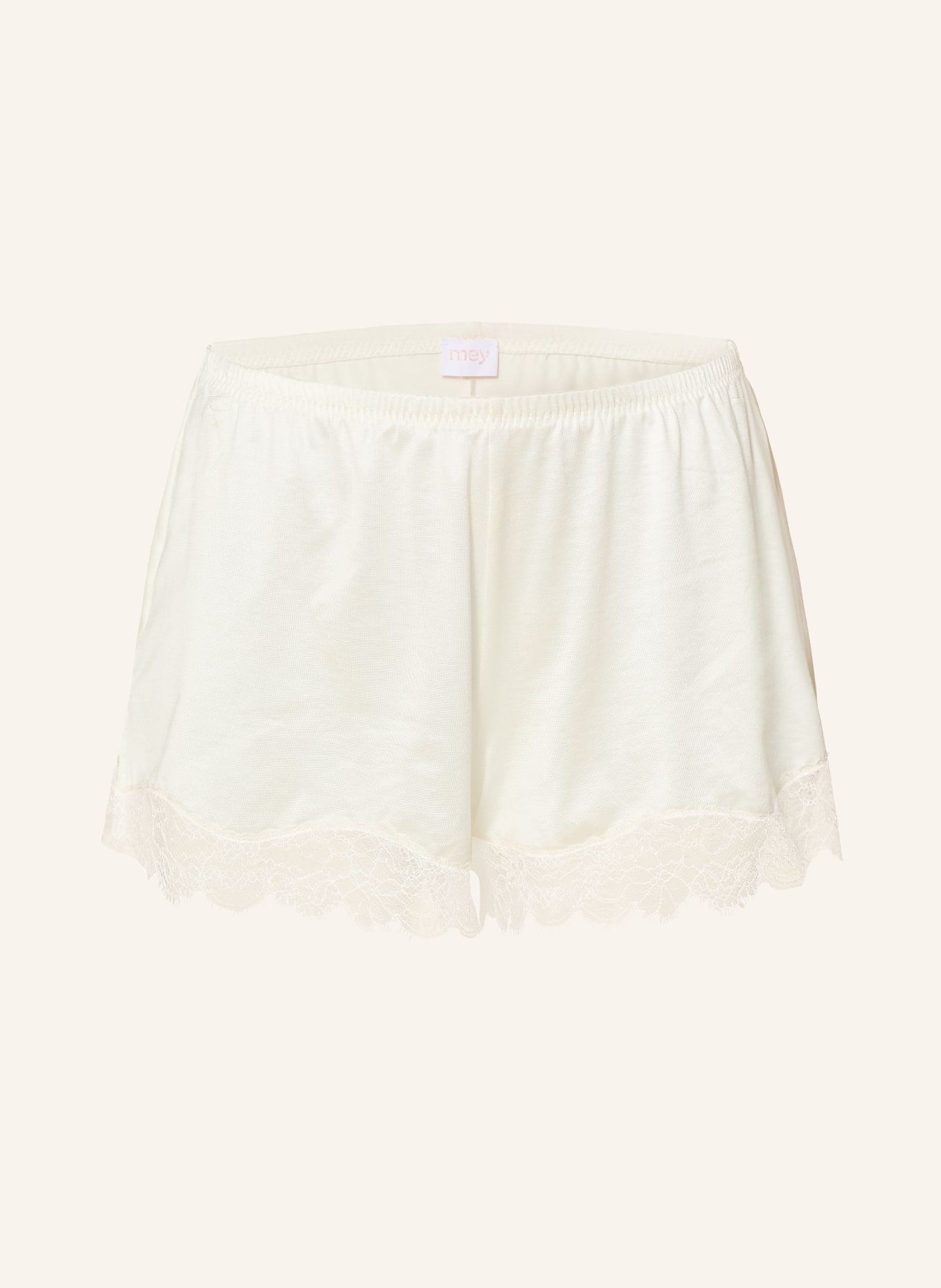 mey Spací šortky série PURE SHINE LACE: KRÉMOVÁ