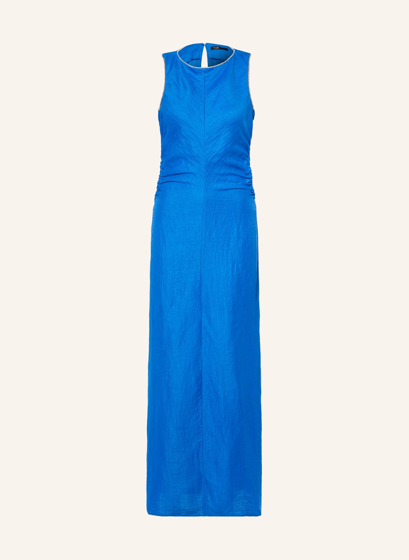 maje Kleid mit Leinen und Schmucksteinen: BLAU