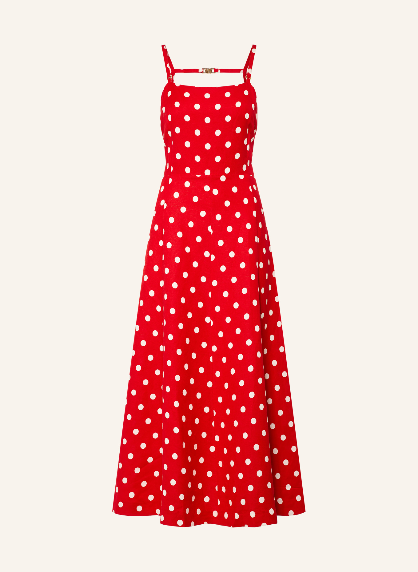 maje Kleid mit Leinen und Cut-out: ROT
