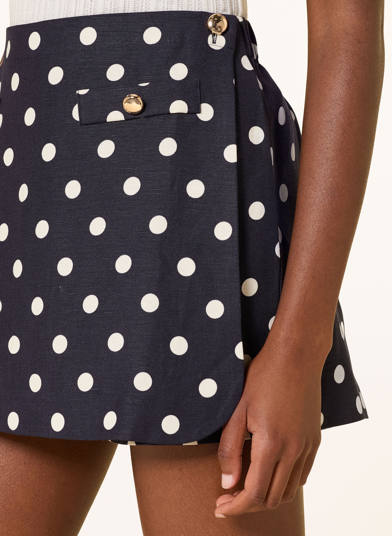 maje Skort mit Leinen: DUNKELBLAU / WEISS