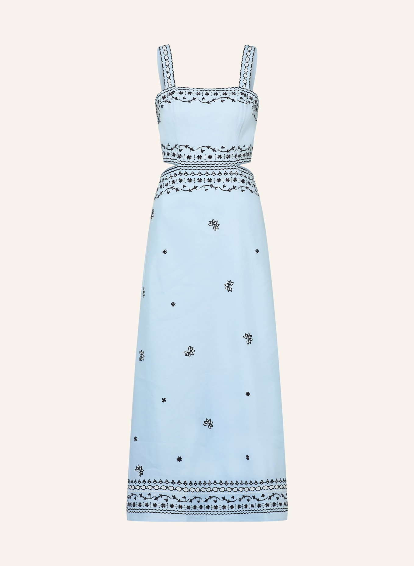 maje Kleid mit Leinen und Cut-outs: HELLBLAU / WEISS / SCHWARZ
