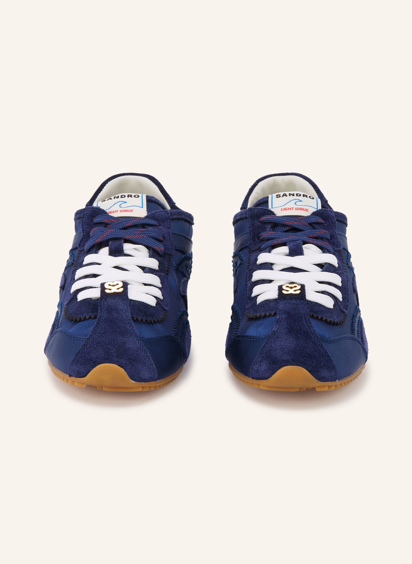 SANDRO Sneakersy: GRANATOWY / ZŁOTY
