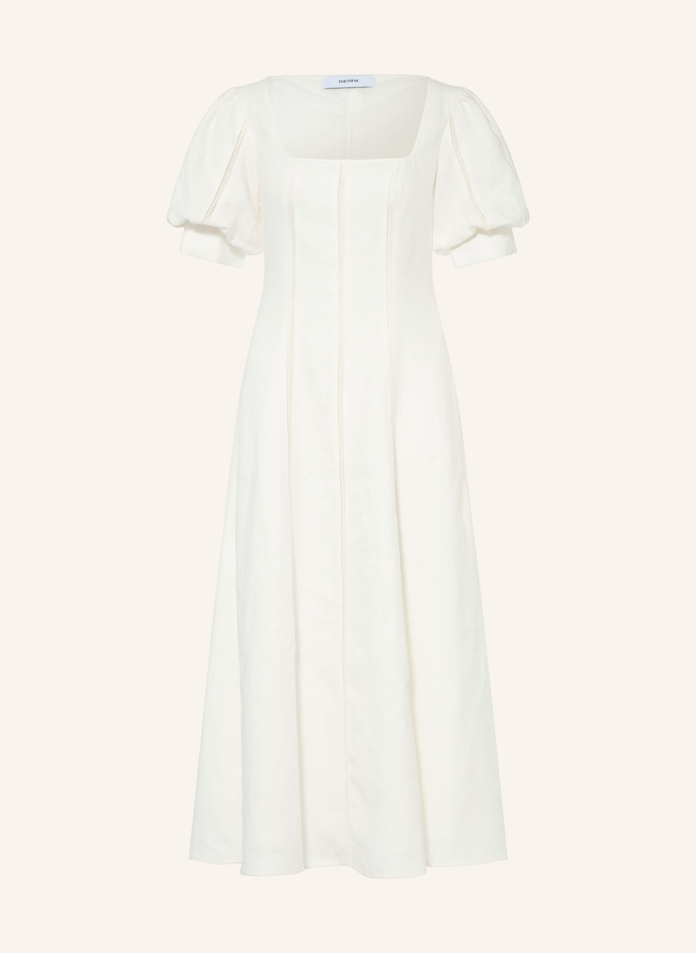 REISS Leinenkleid RIVA: ECRU