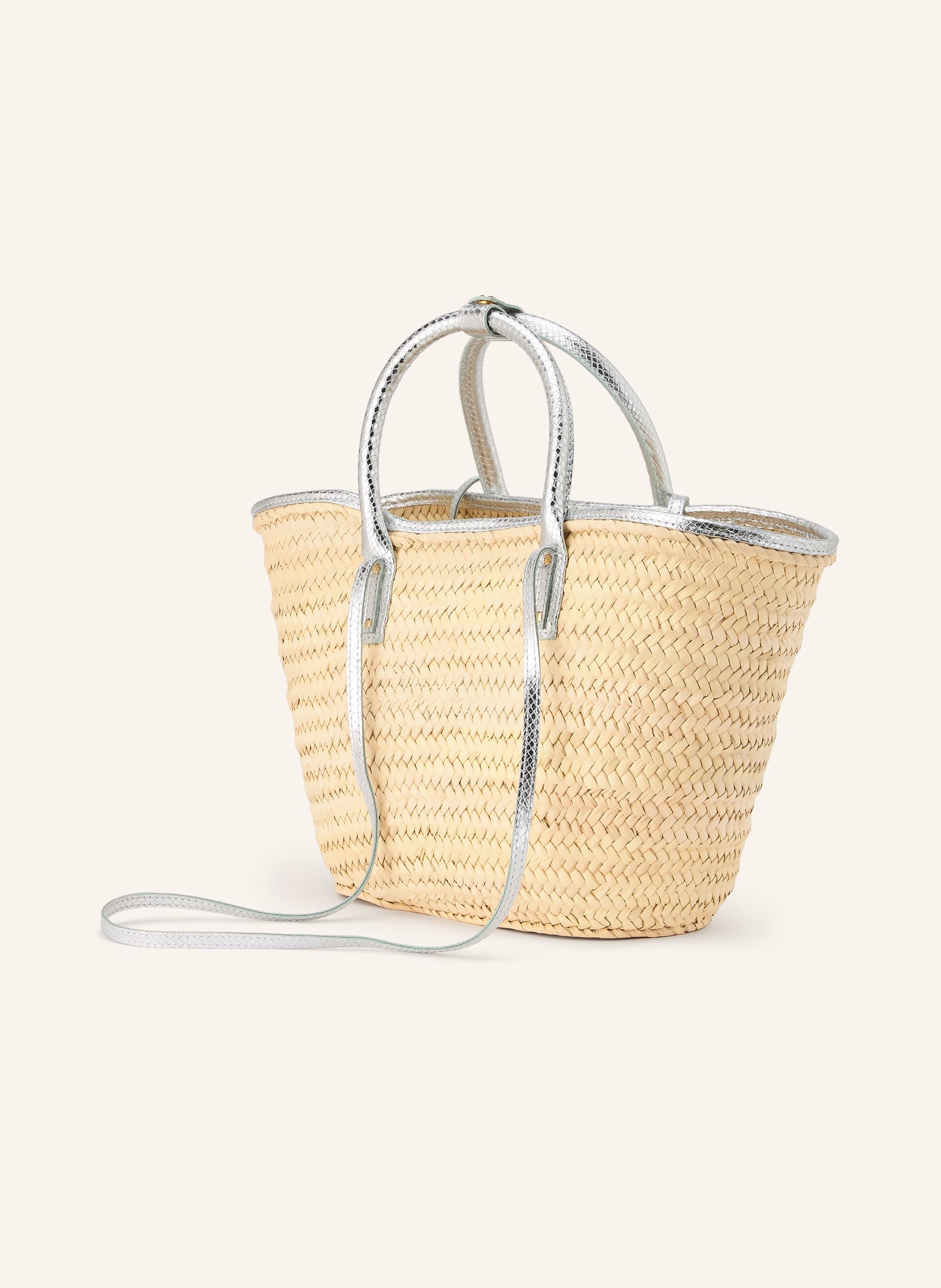 JACQUEMUS LE PANIER SOLI Tote Bag: BEIGE / SILVER