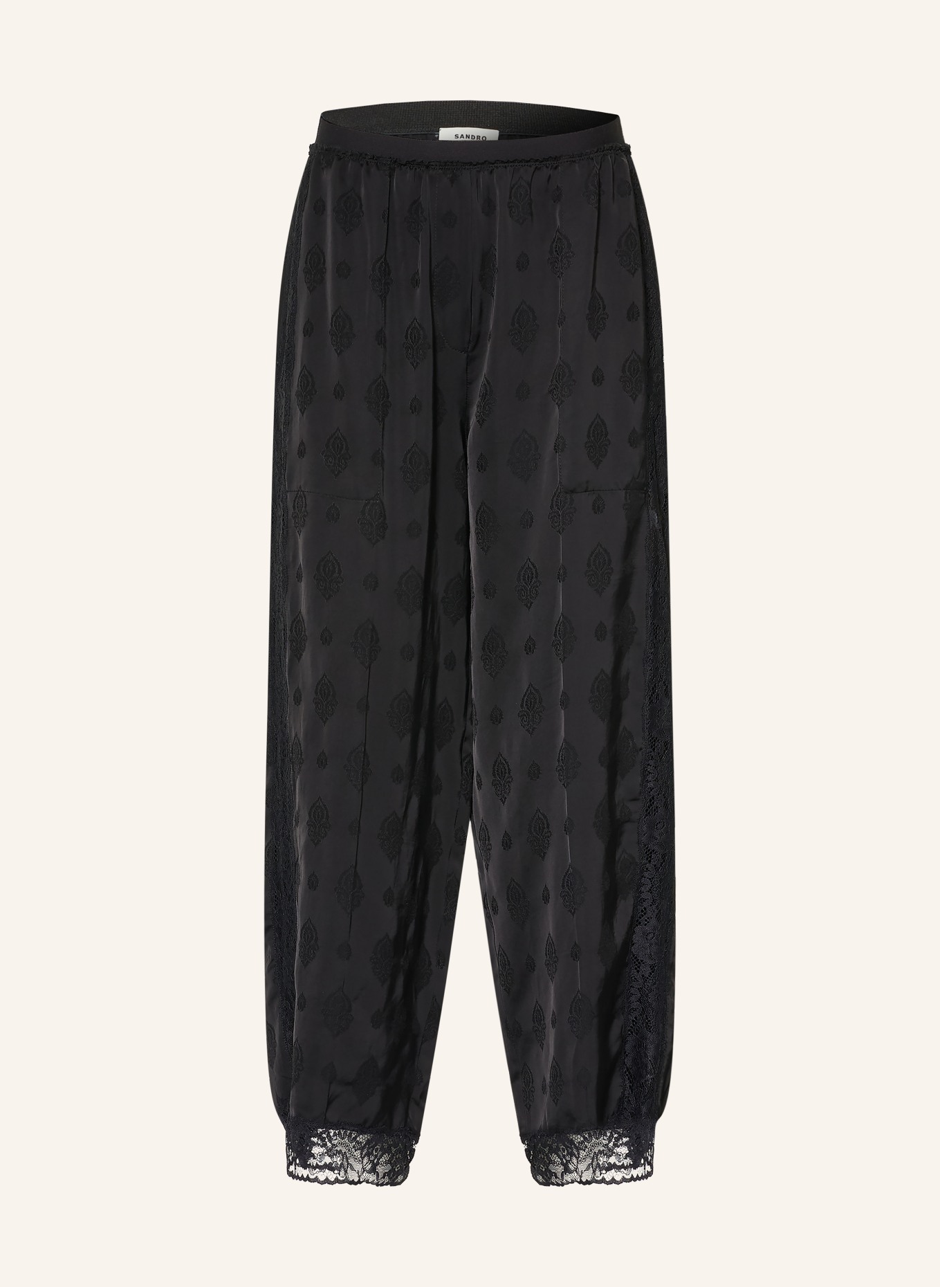 SANDRO Hose mit Spitze: SCHWARZ