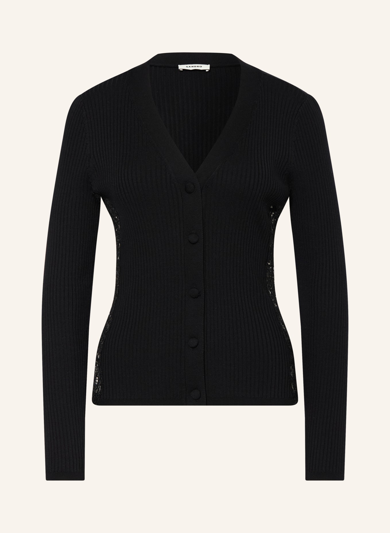 SANDRO Strickjacke mit Seide: SCHWARZ