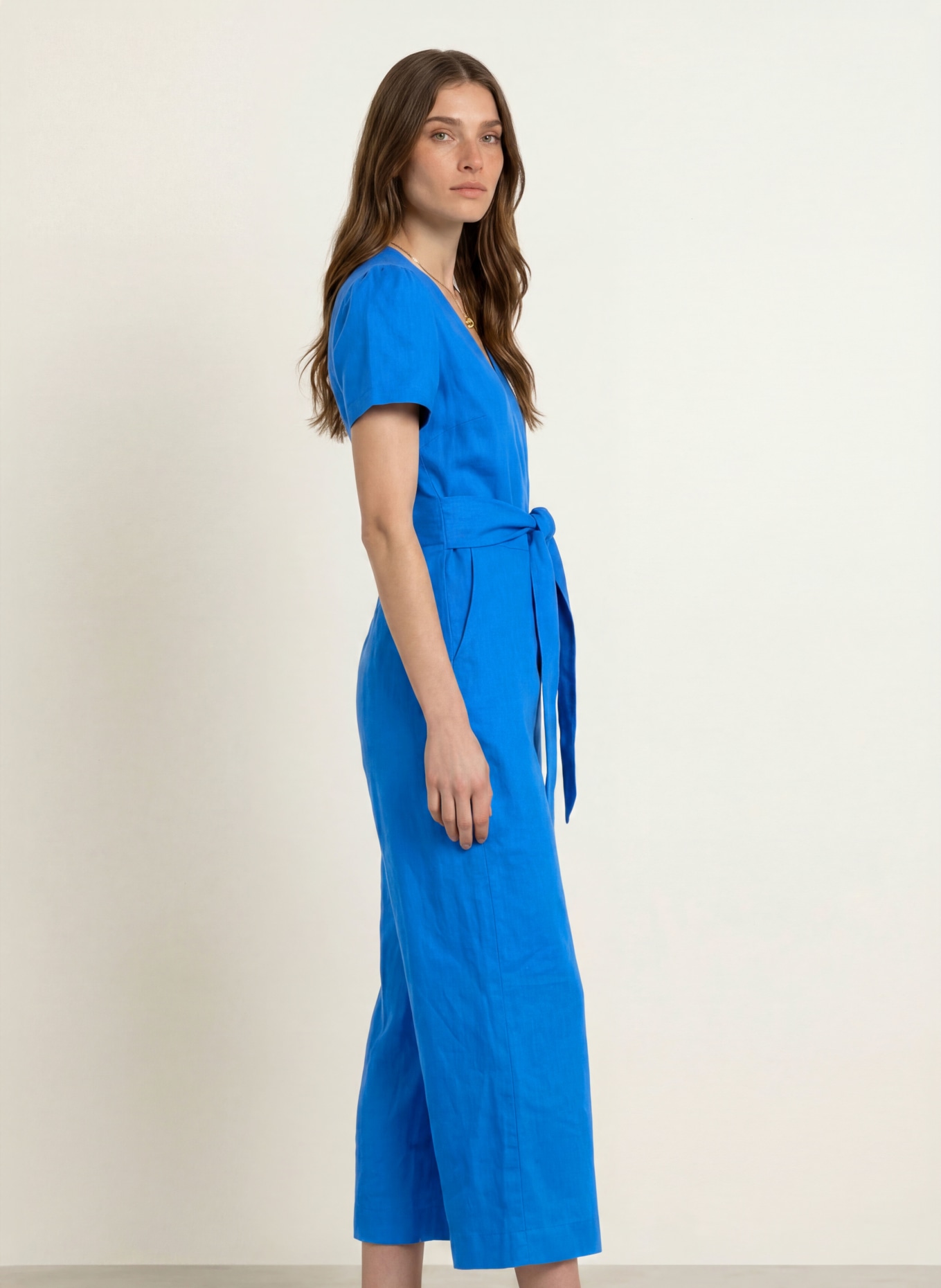 HOBBS EVIE-jumpsuit van linnen: BLAUW