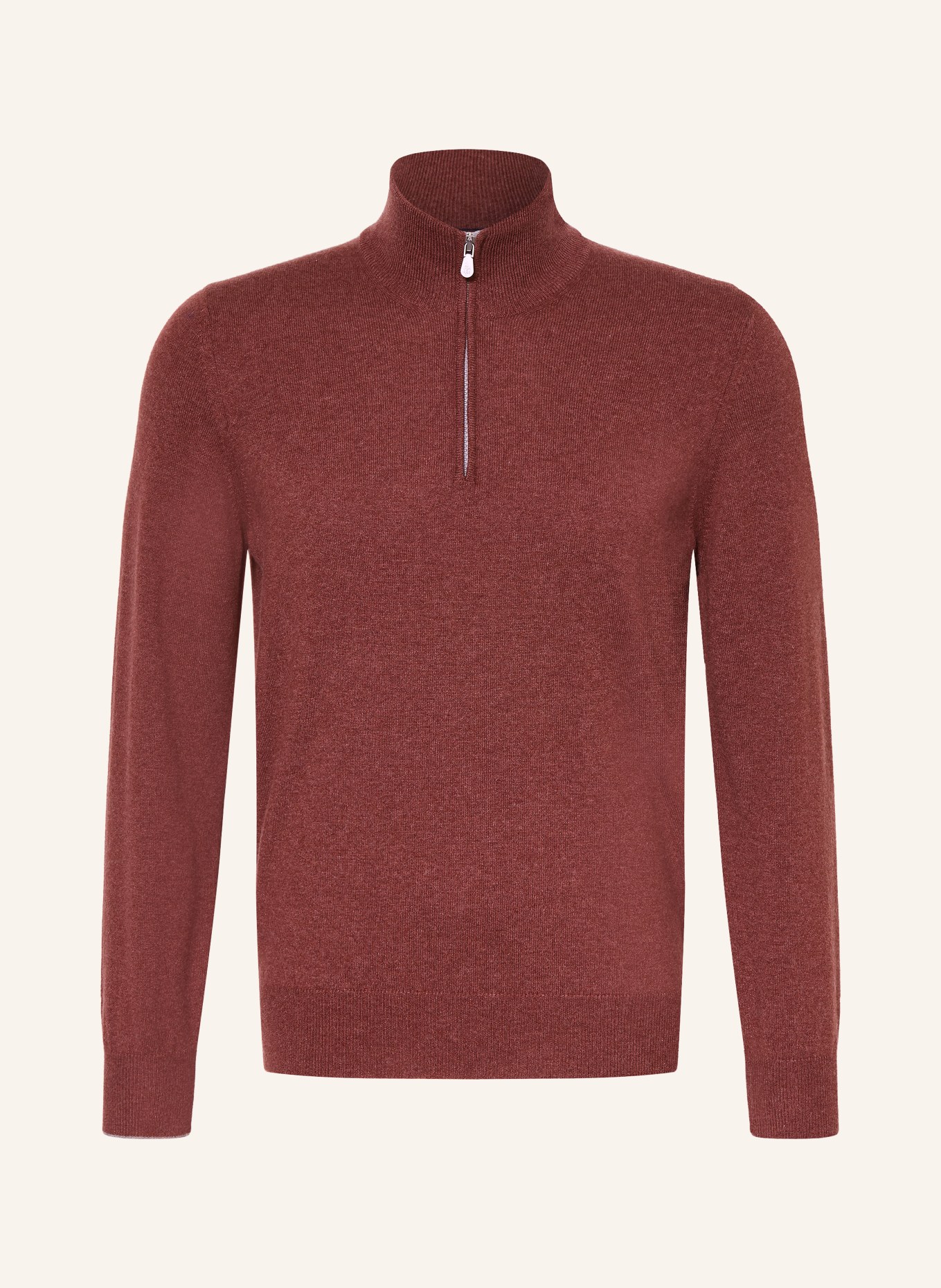 BRUNELLO CUCINELLI Cashmere half-zip sweater: DARK RED