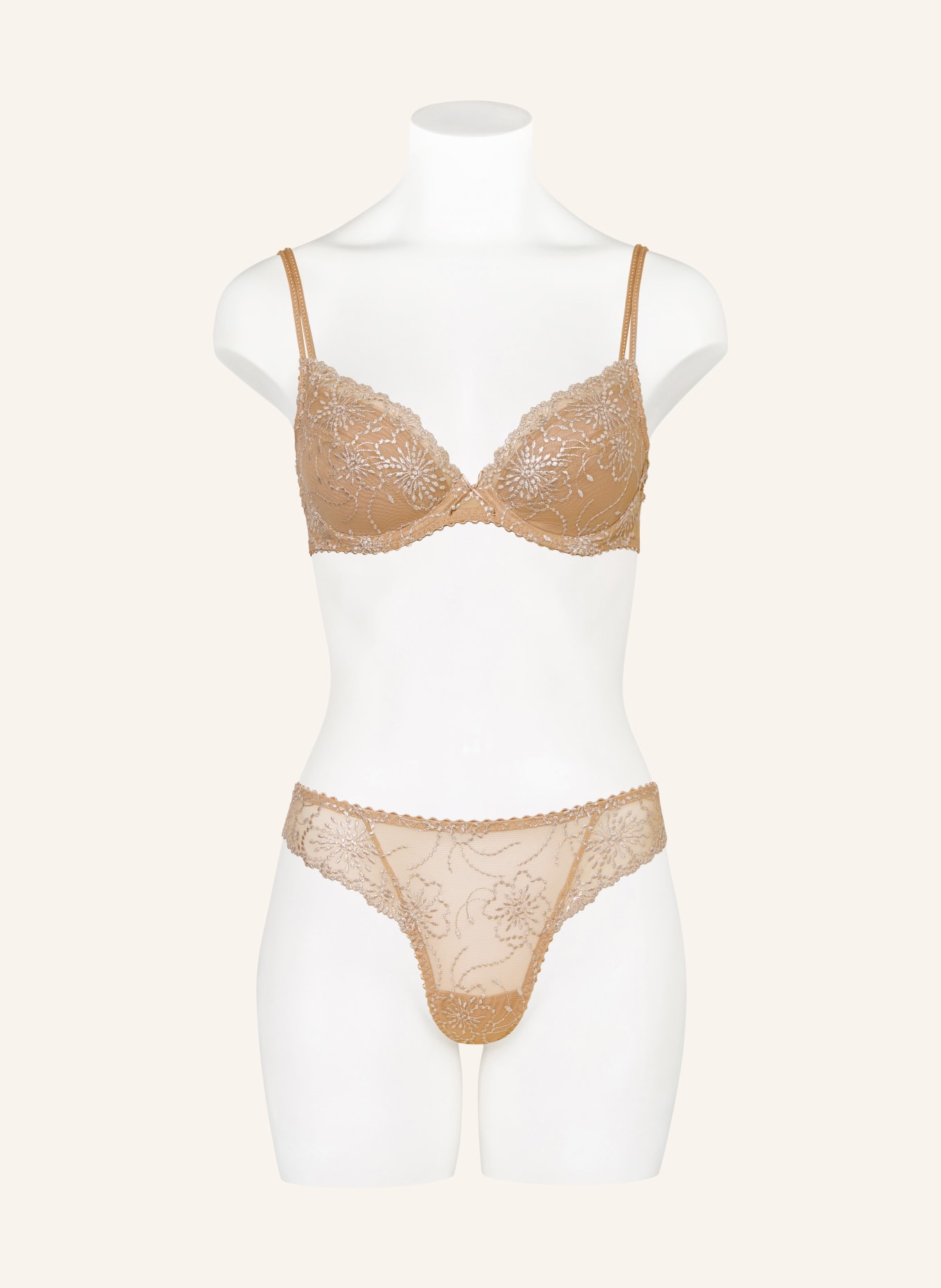 MARIE JO String JANE met sieradenparels: BEIGE / PLATINA