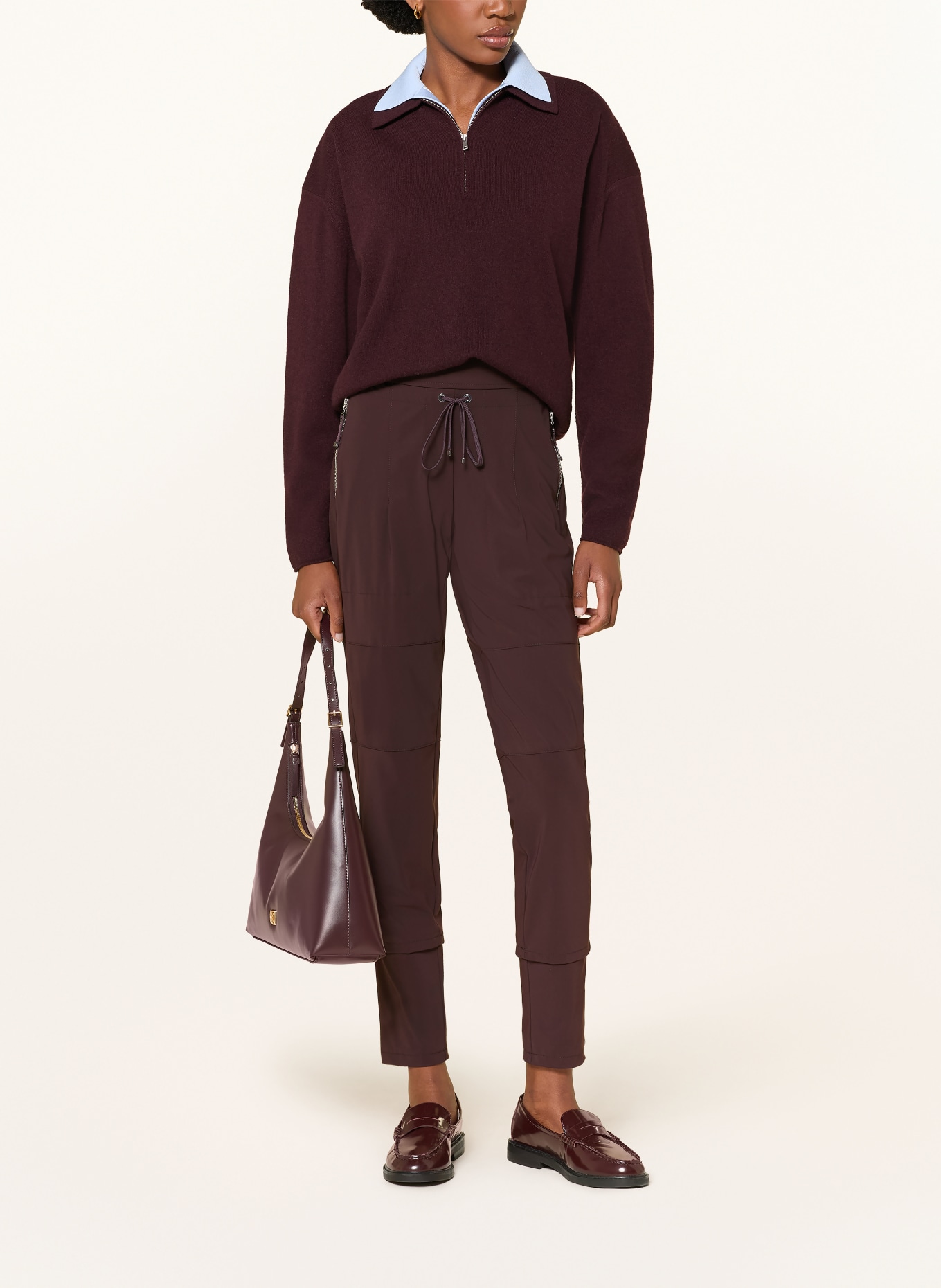 RAFFAELLO ROSSI Broek CANDY in joggingstijl: DONKERROOD