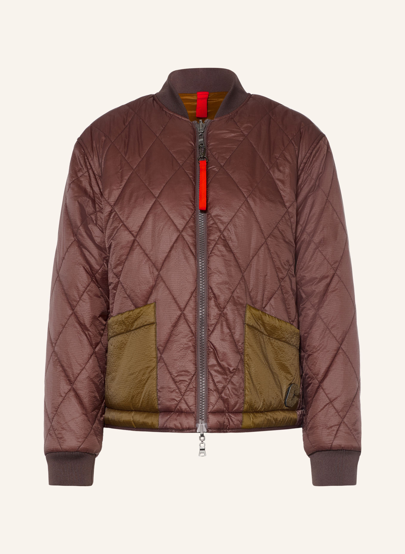 No.1 Como BOZEN Reversible Bomber jacket in a Mix of Materials: BROWN / CREAM / KHAKI
