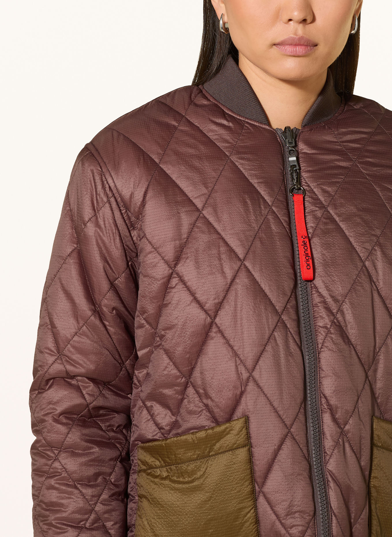 No.1 Como BOZEN Reversible Bomber jacket in a Mix of Materials: BROWN / CREAM / KHAKI