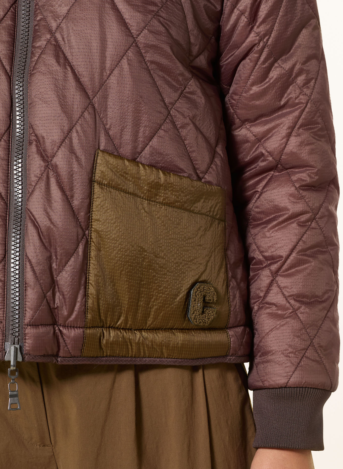 No.1 Como BOZEN Reversible Bomber jacket in a Mix of Materials: BROWN / CREAM / KHAKI