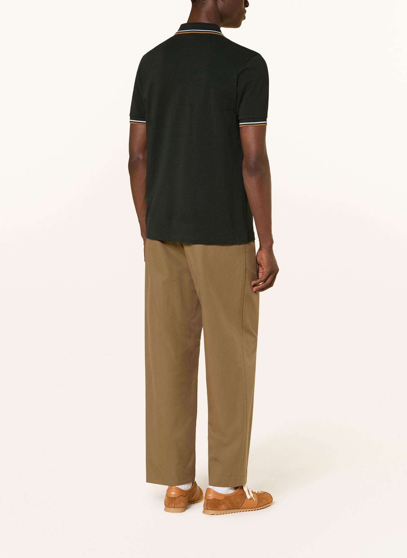 FRED PERRY Piqué-Poloshirt: DUNKELGRÜN / BEIGE / HELLGRAU