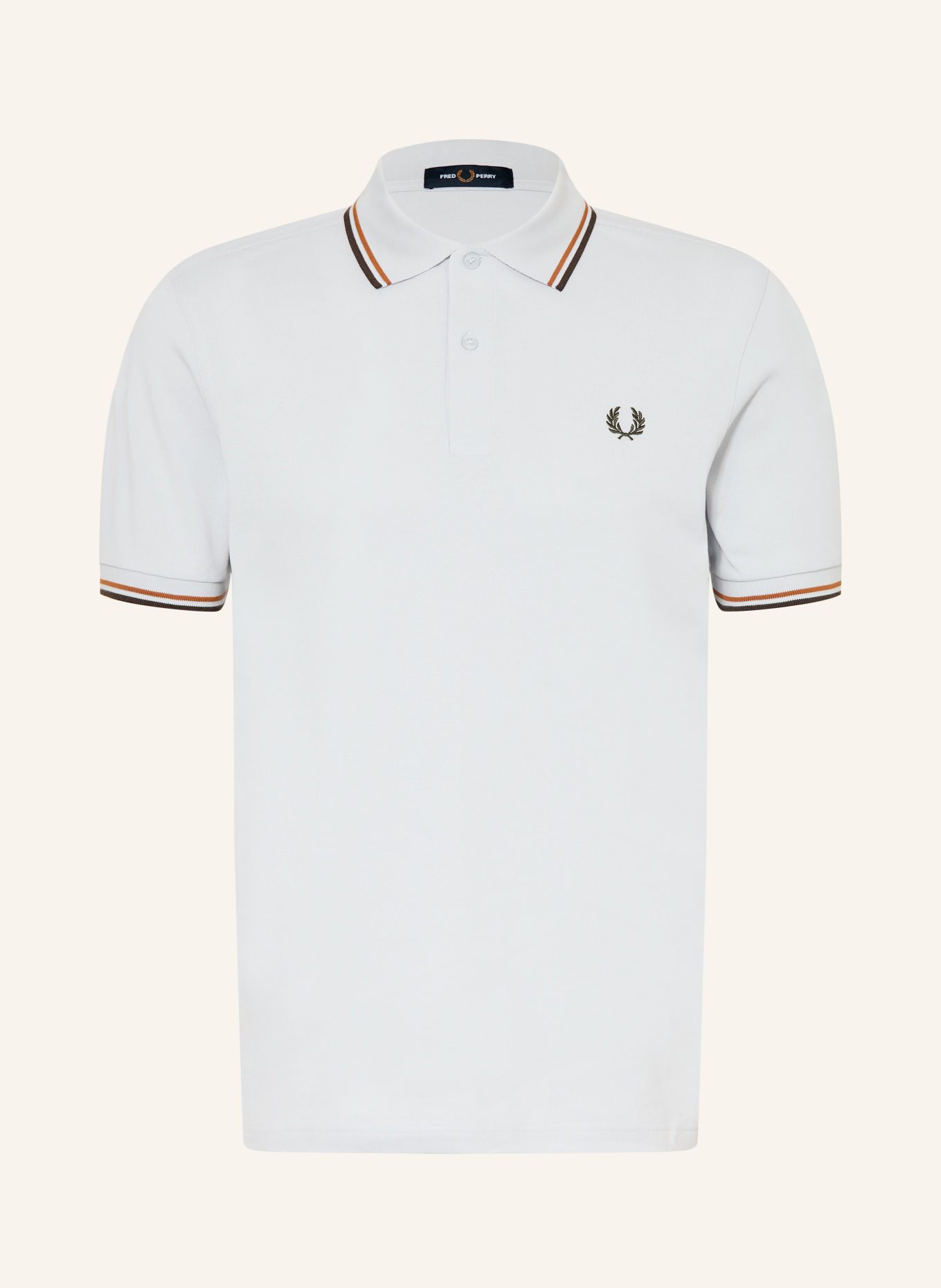 FRED PERRY Piqué-Poloshirt: HELLBLAU / CAMEL / SCHWARZ