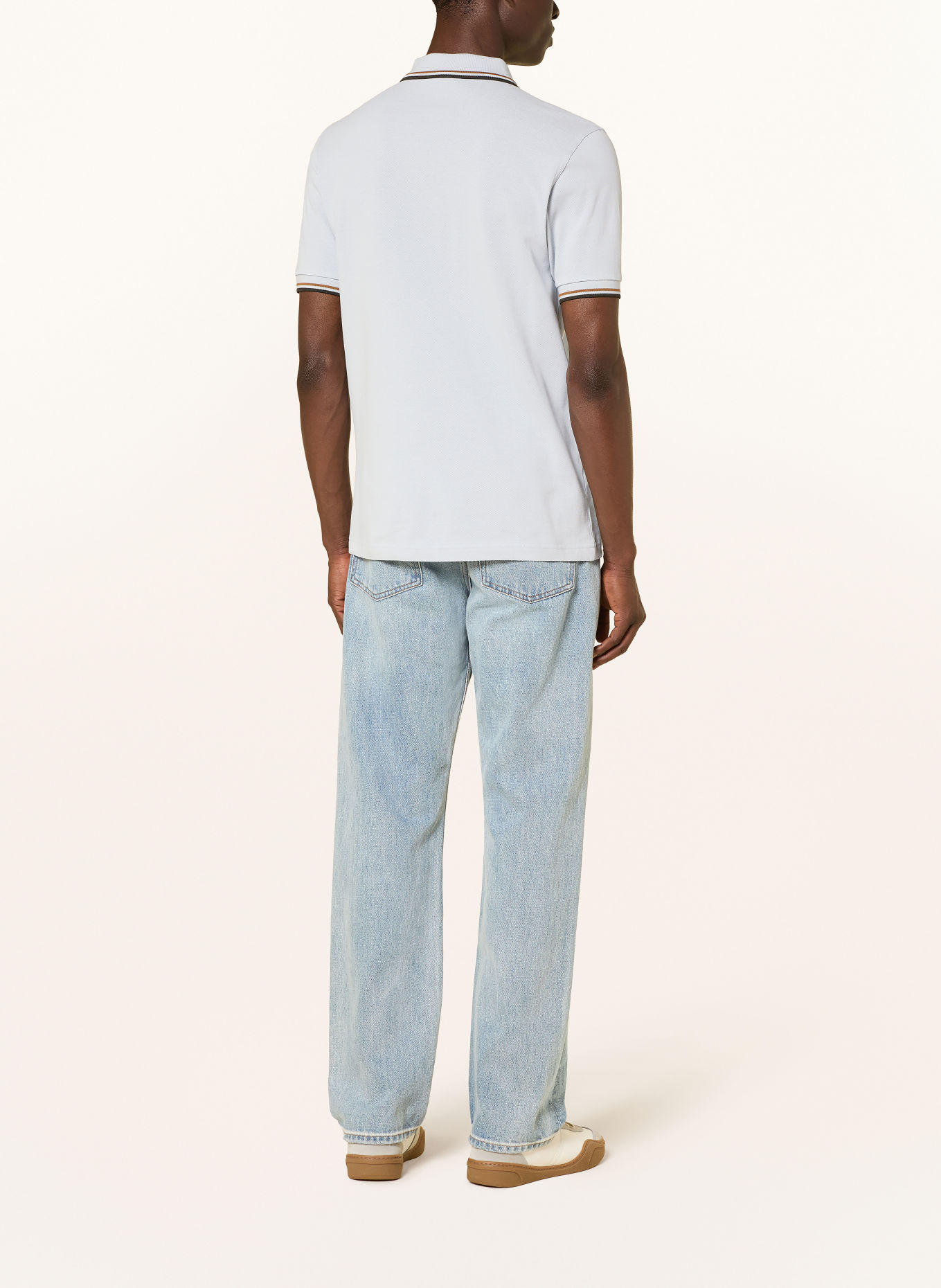 FRED PERRY Piqué-Poloshirt: HELLBLAU / CAMEL / SCHWARZ