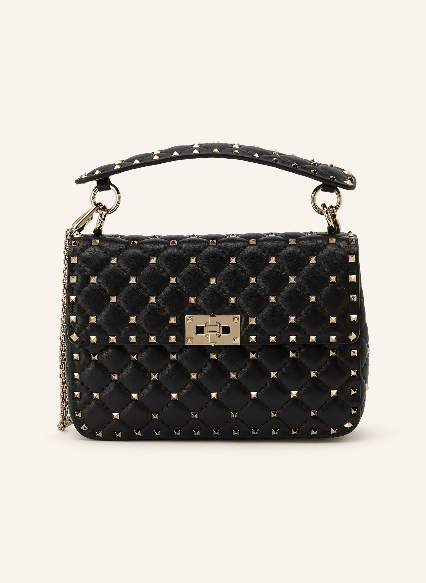 VALENTINO GARAVANI Torba na ramię ROCKSTUD SPIKE MEDIUM: CZARNY / PLATYNOWY