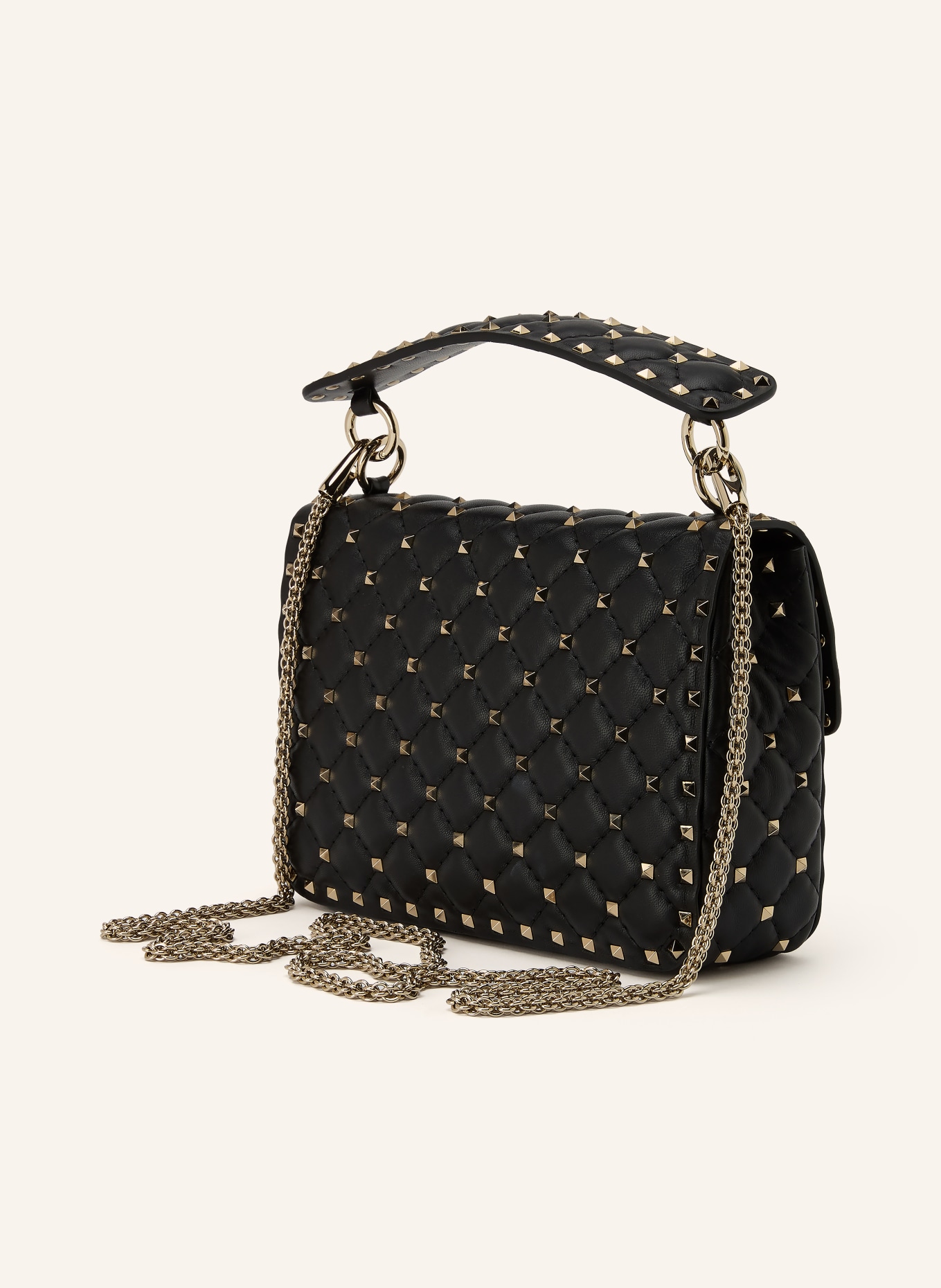 VALENTINO GARAVANI Torba na ramię ROCKSTUD SPIKE MEDIUM: CZARNY / PLATYNOWY