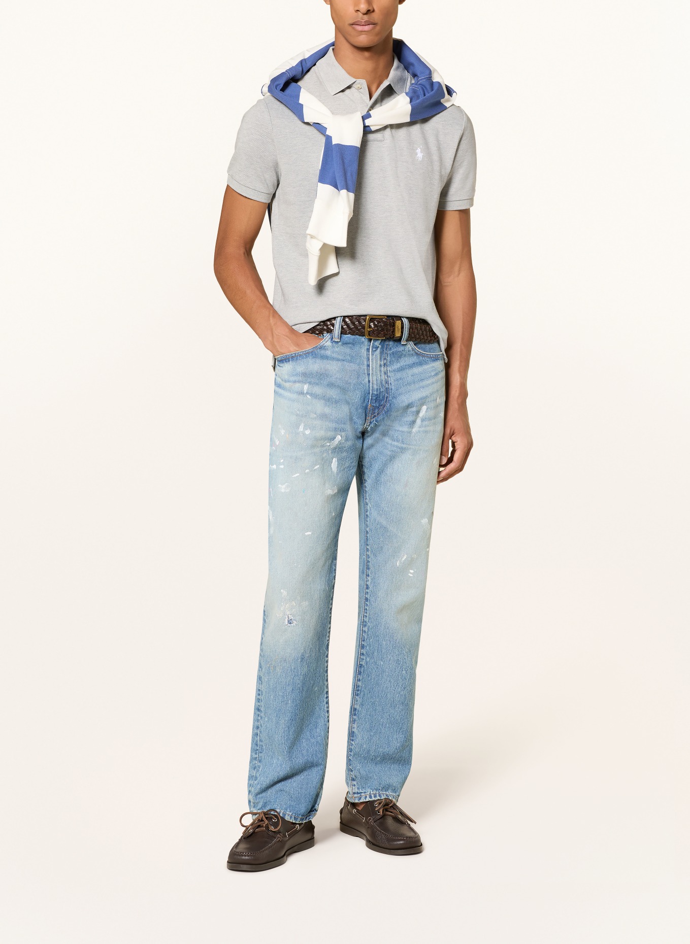 POLO RALPH LAUREN Polo piqué coupe slim personnalisé: GRIS