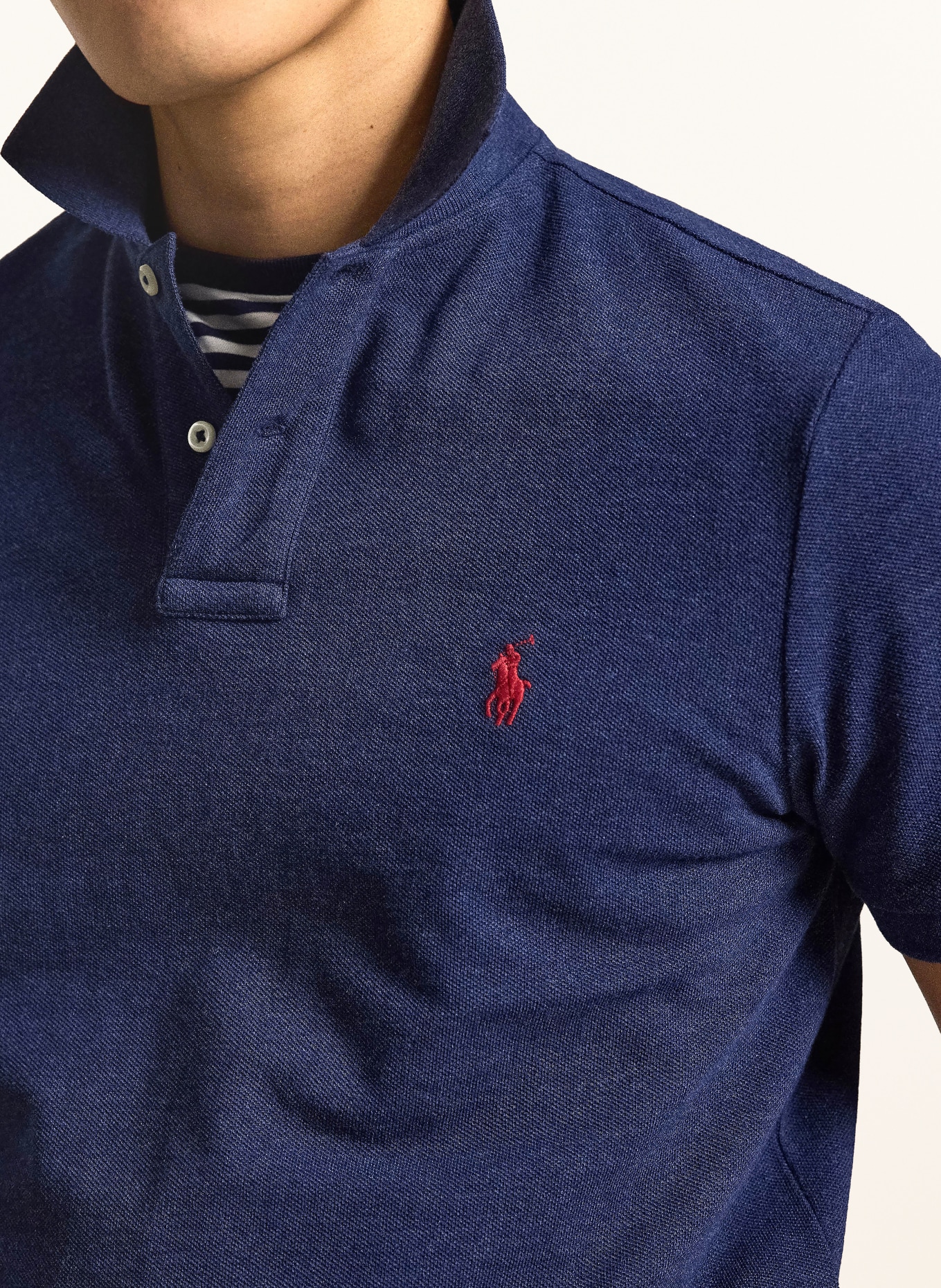 POLO RALPH LAUREN Piqué-Poloshirt Custom Slim Fit: DUNKELBLAU / DUNKELROT