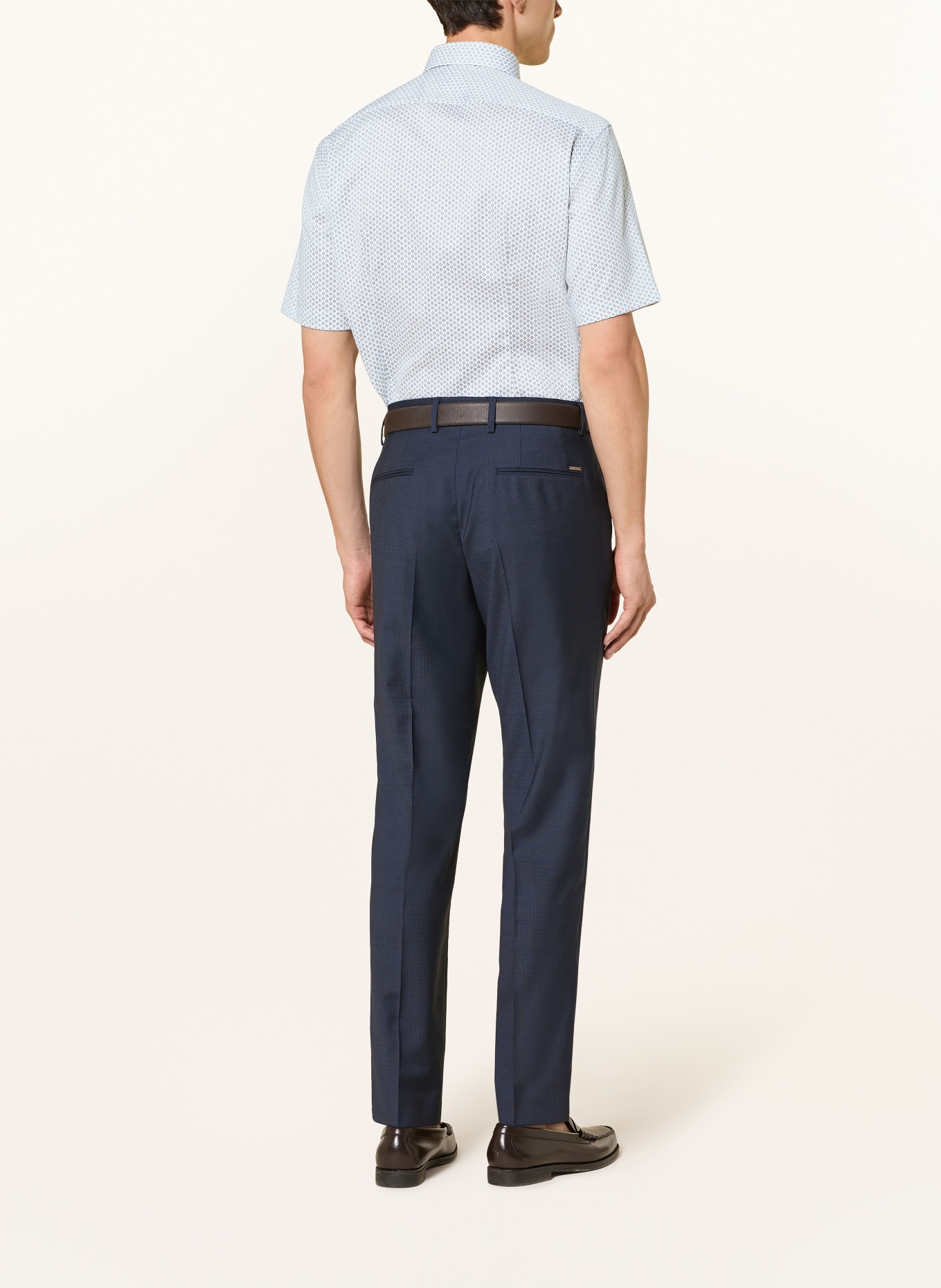 OLYMP Halbarm-Hemd Luxor modern fit: OLIV / DUNKELBLAU / WEISS