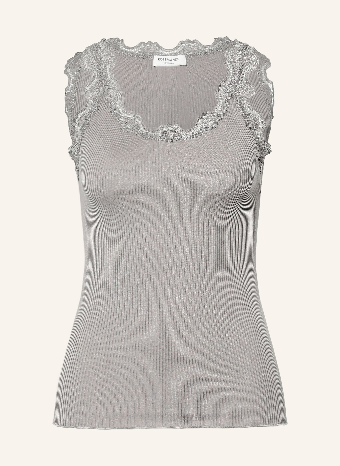 rosemunde Seidentop BABETTE mit Spitze: GRAU