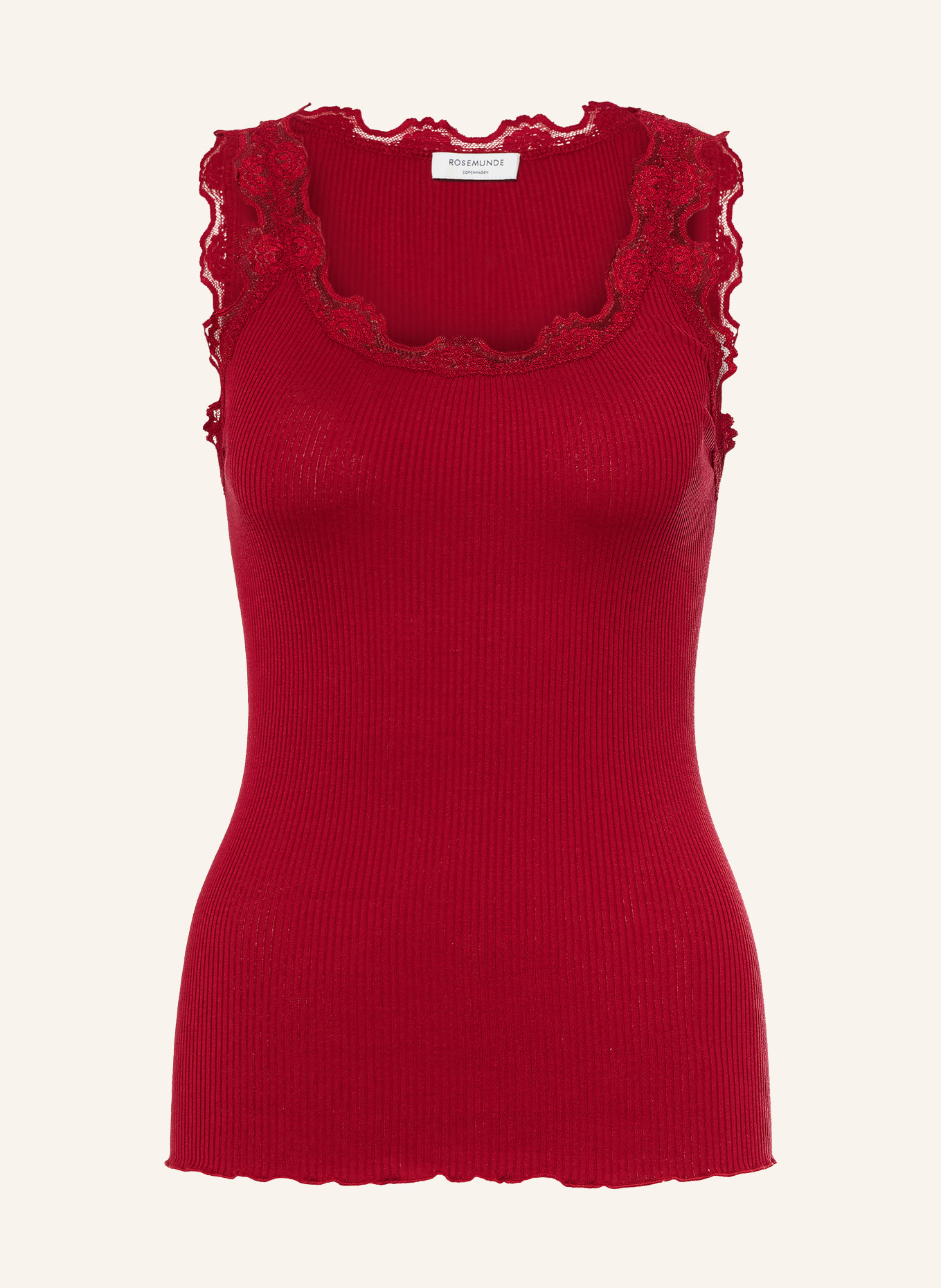 rosemunde Seidentop BABETTE mit Spitze: ROT