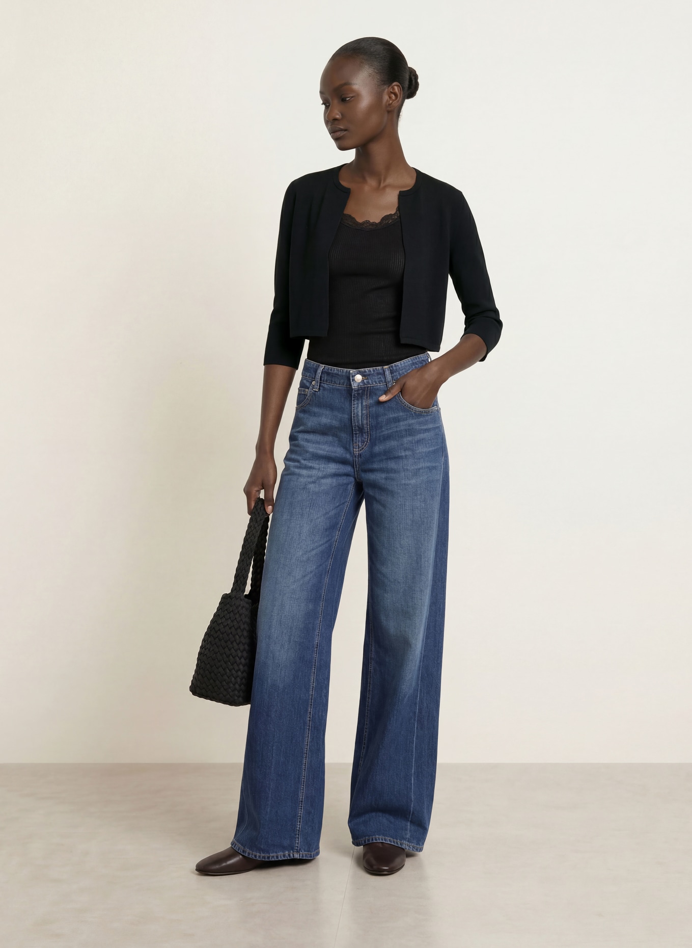 HOBBS Strickbolero ELLA mit 3/4-Arm: SCHWARZ
