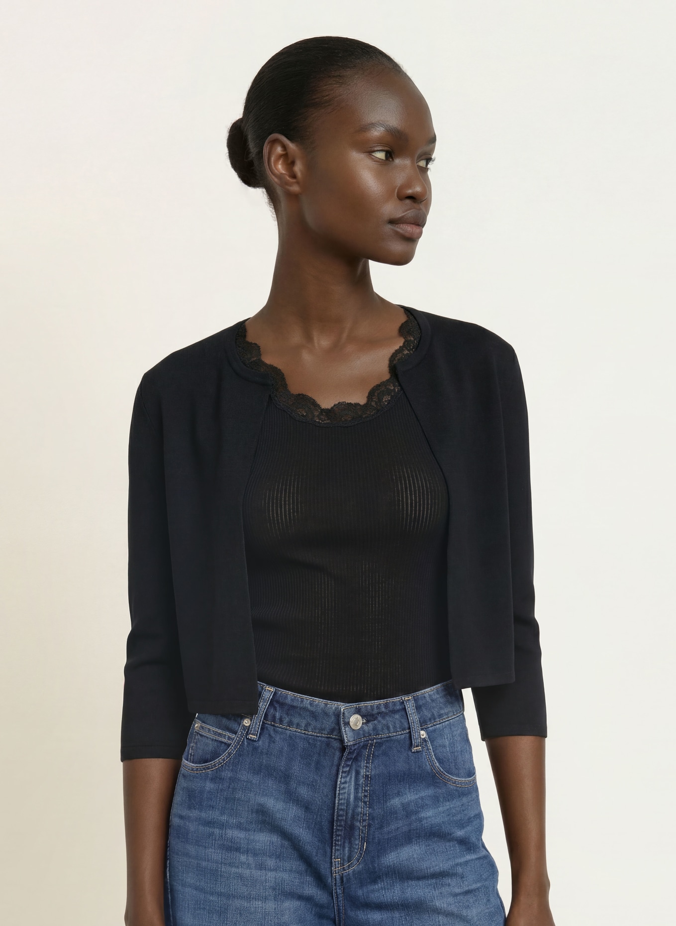 HOBBS Strickbolero ELLA mit 3/4-Arm: SCHWARZ