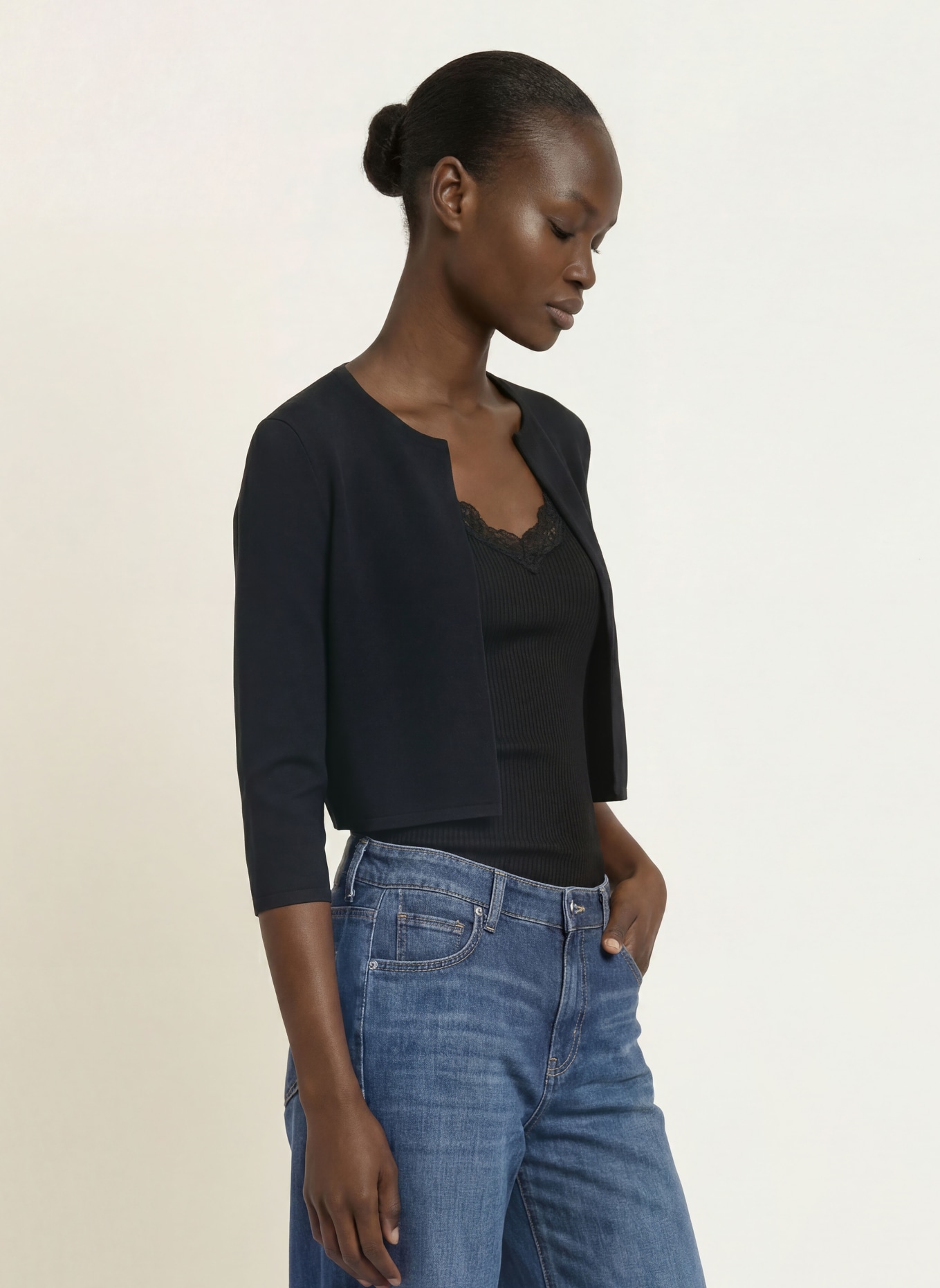 HOBBS Strickbolero ELLA mit 3/4-Arm: SCHWARZ