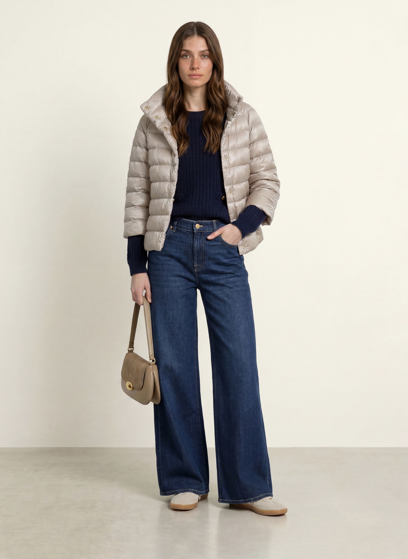 HERNO Down jacket SOFIA with 3/4 sleeves: ECRU