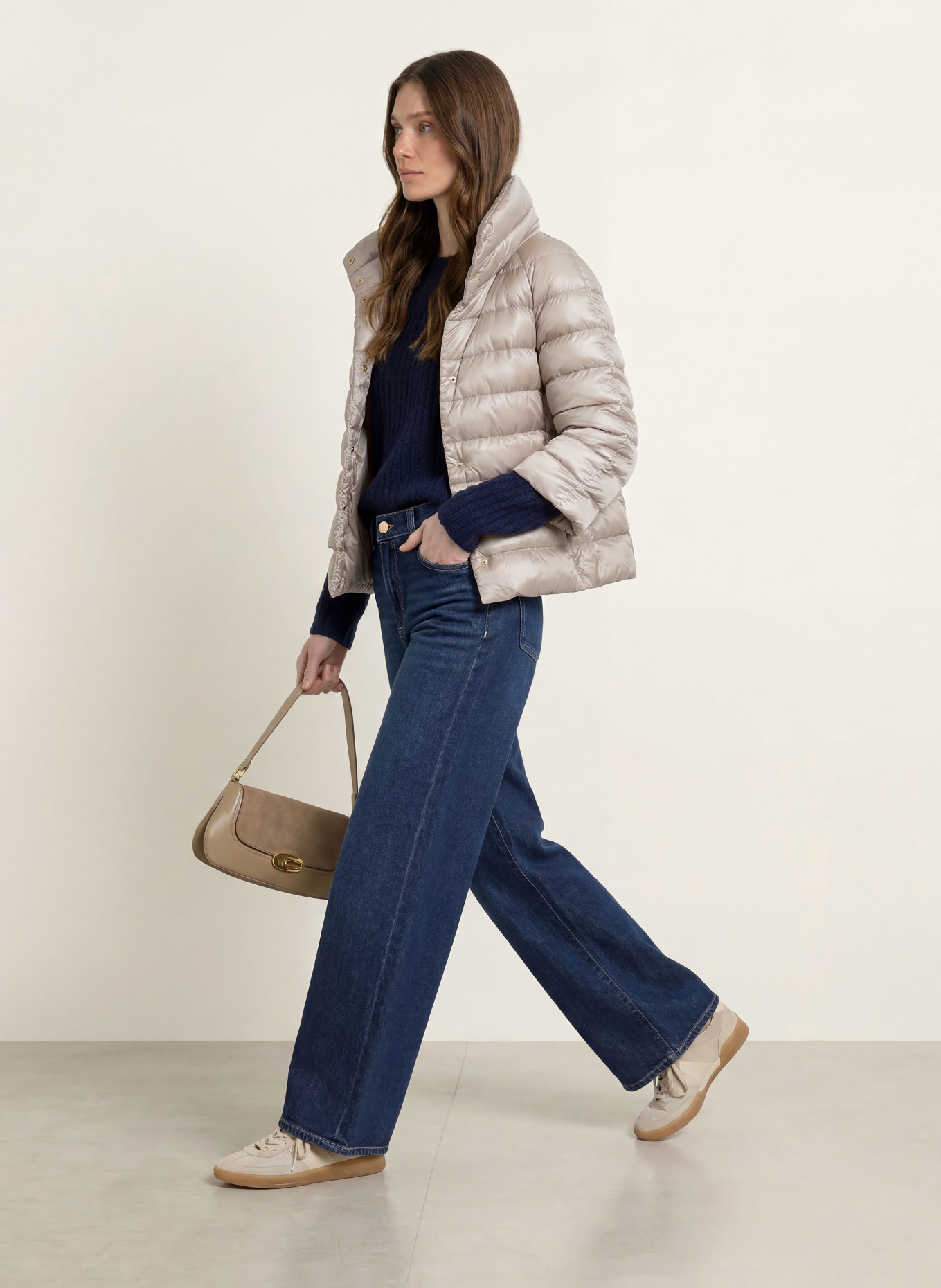 HERNO Down jacket SOFIA with 3/4 sleeves: ECRU