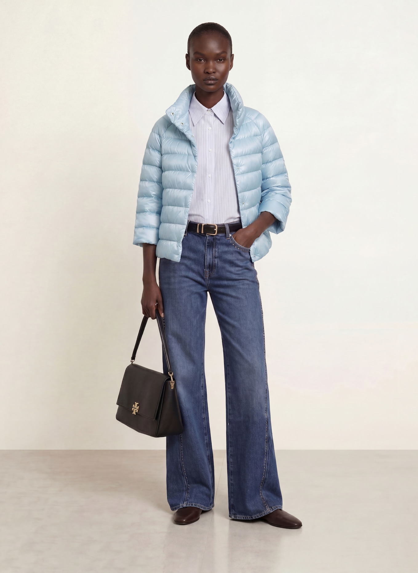 HERNO Down jacket SOFIA with 3/4 sleeves: LIGHT BLUE