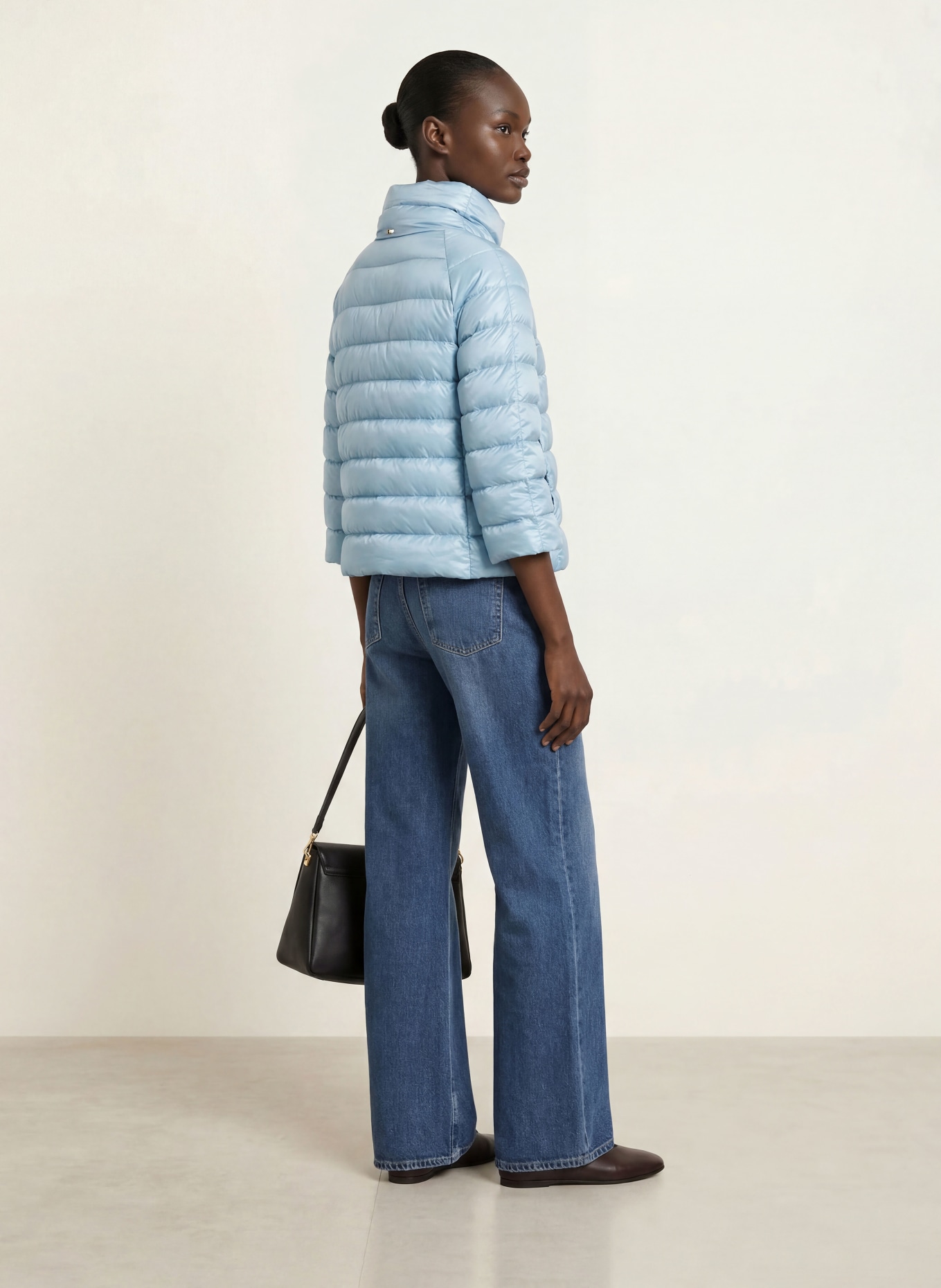 HERNO Down jacket SOFIA with 3/4 sleeves: LIGHT BLUE