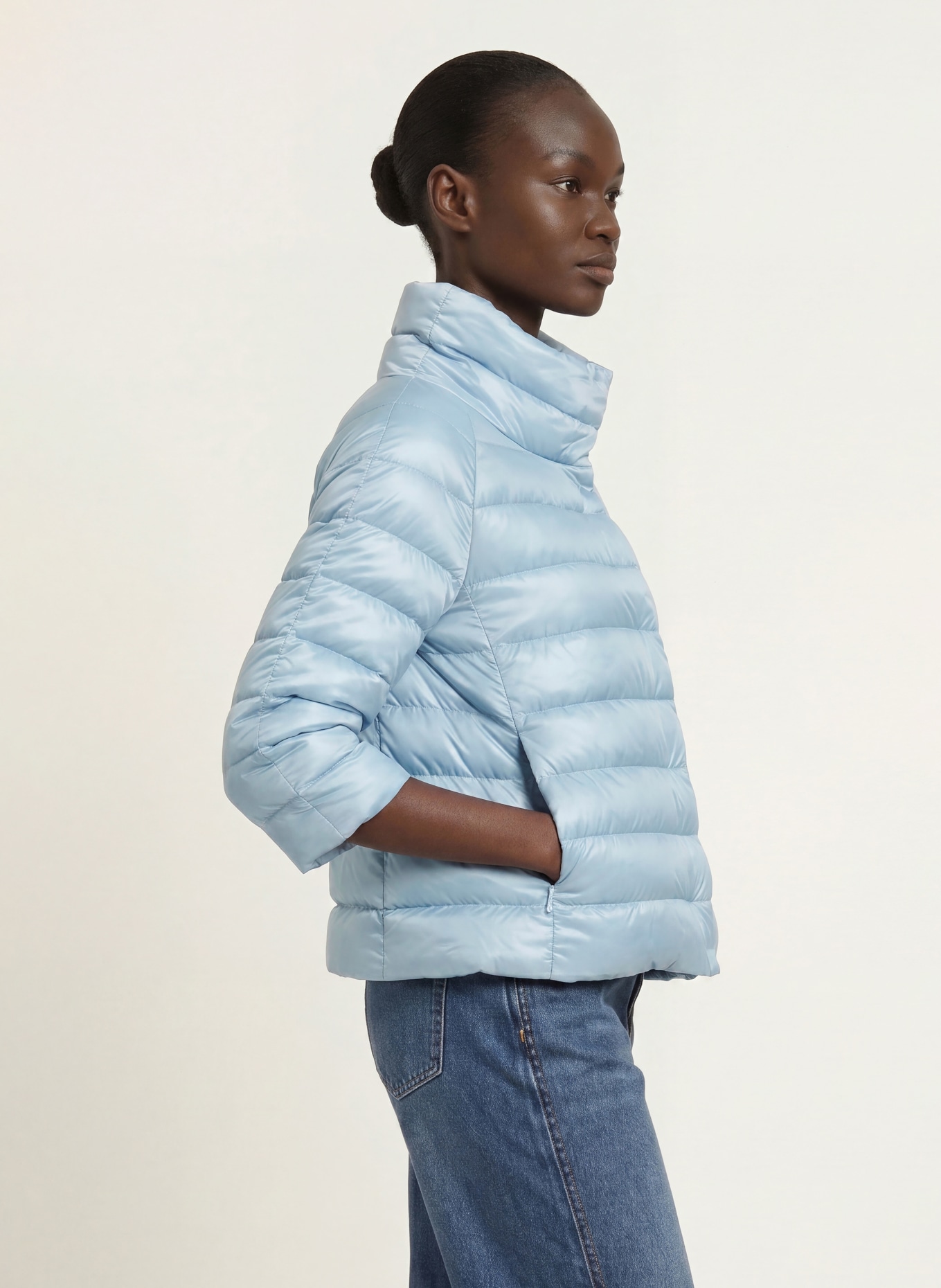 HERNO Down jacket SOFIA with 3/4 sleeves: LIGHT BLUE