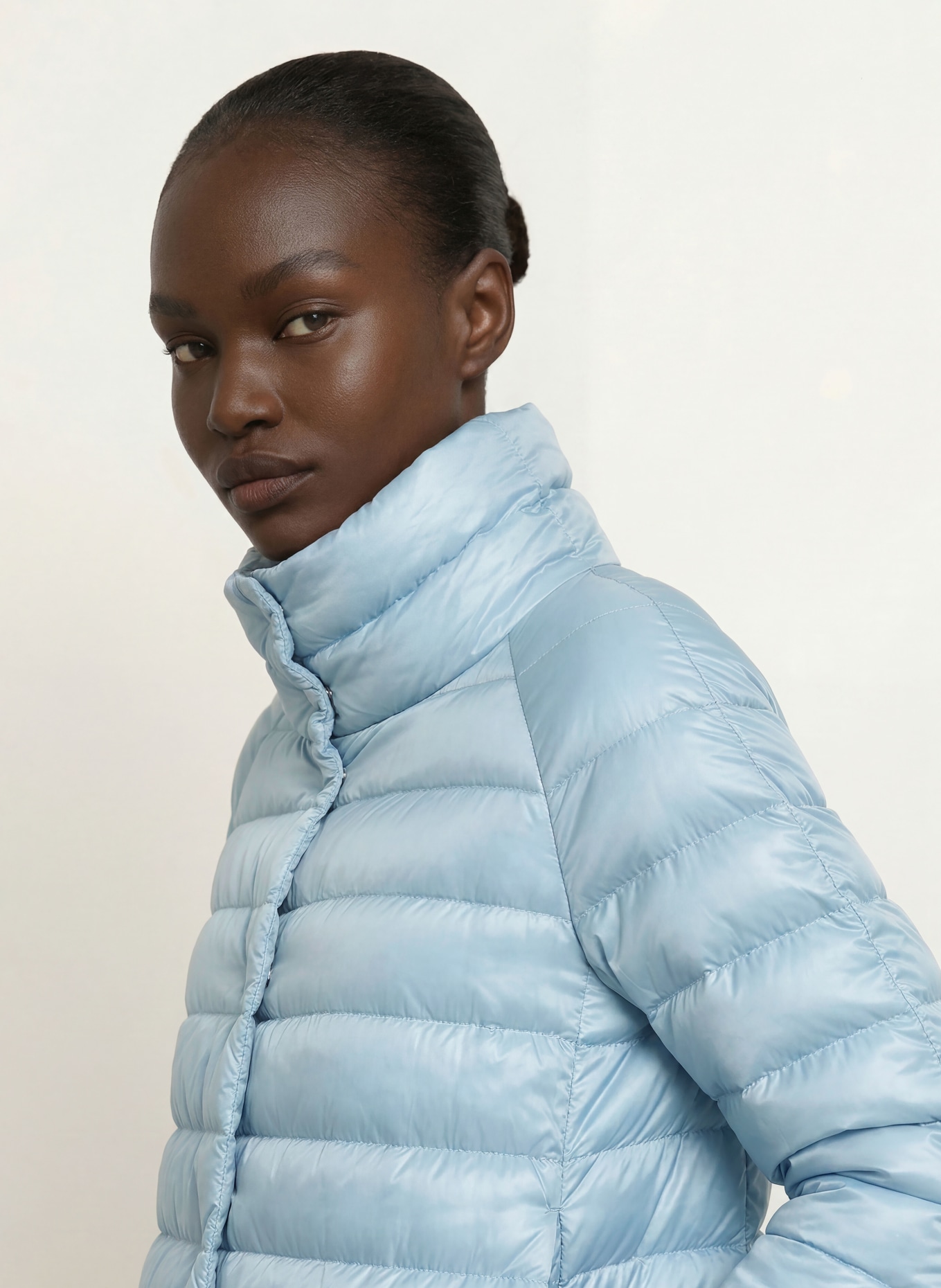 HERNO Down jacket SOFIA with 3/4 sleeves: LIGHT BLUE
