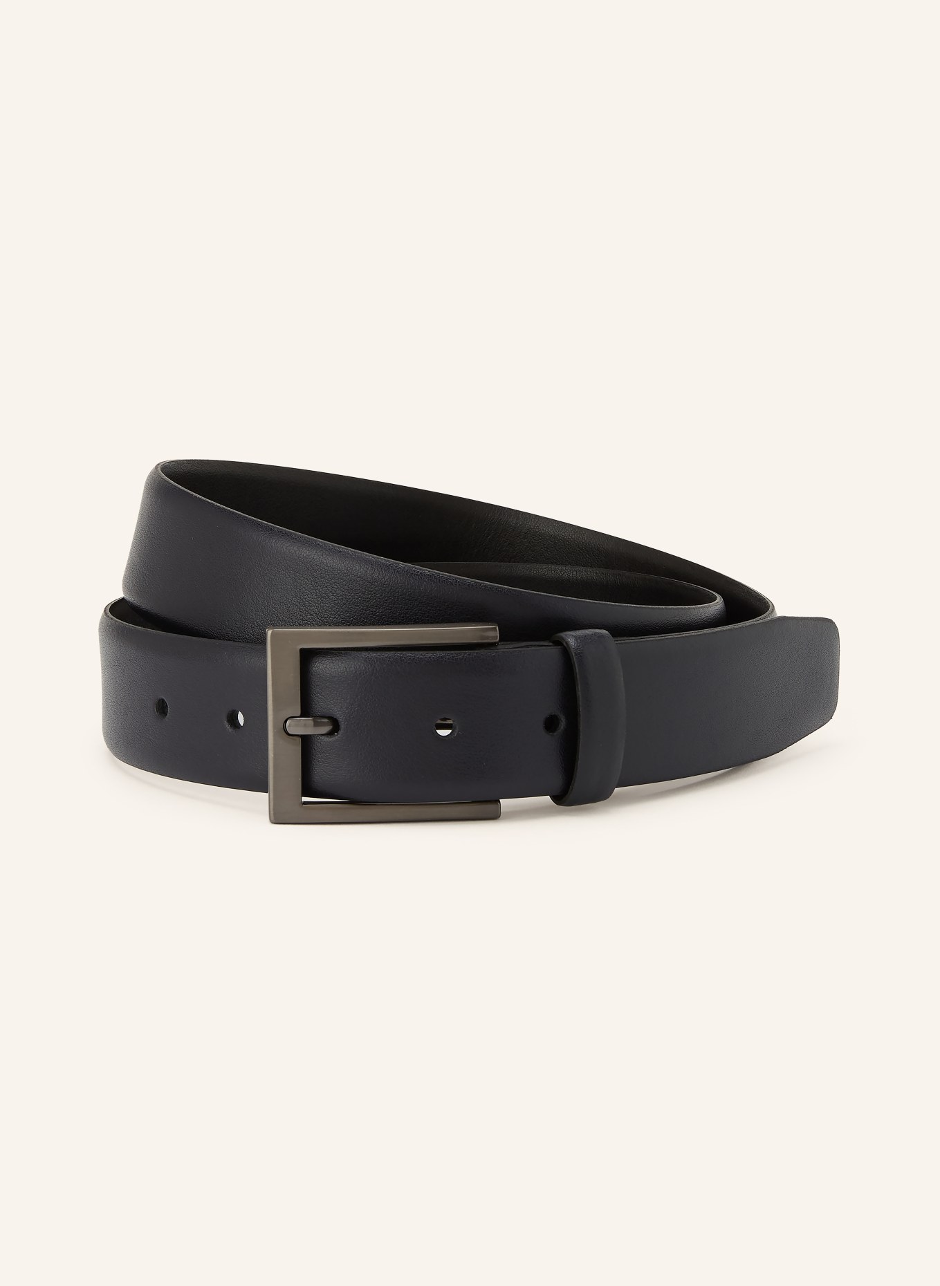 STROKESMAN'S ceinture en cuir: BLEU FONCÉ / PLATINE