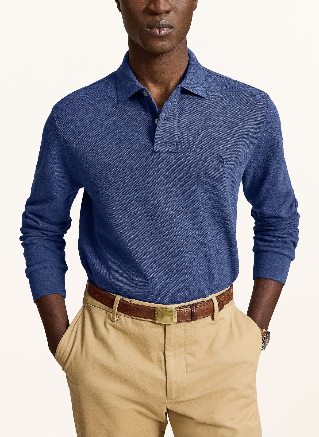 POLO RALPH LAUREN Pikétröja Custom Slim Fit: BLÅ