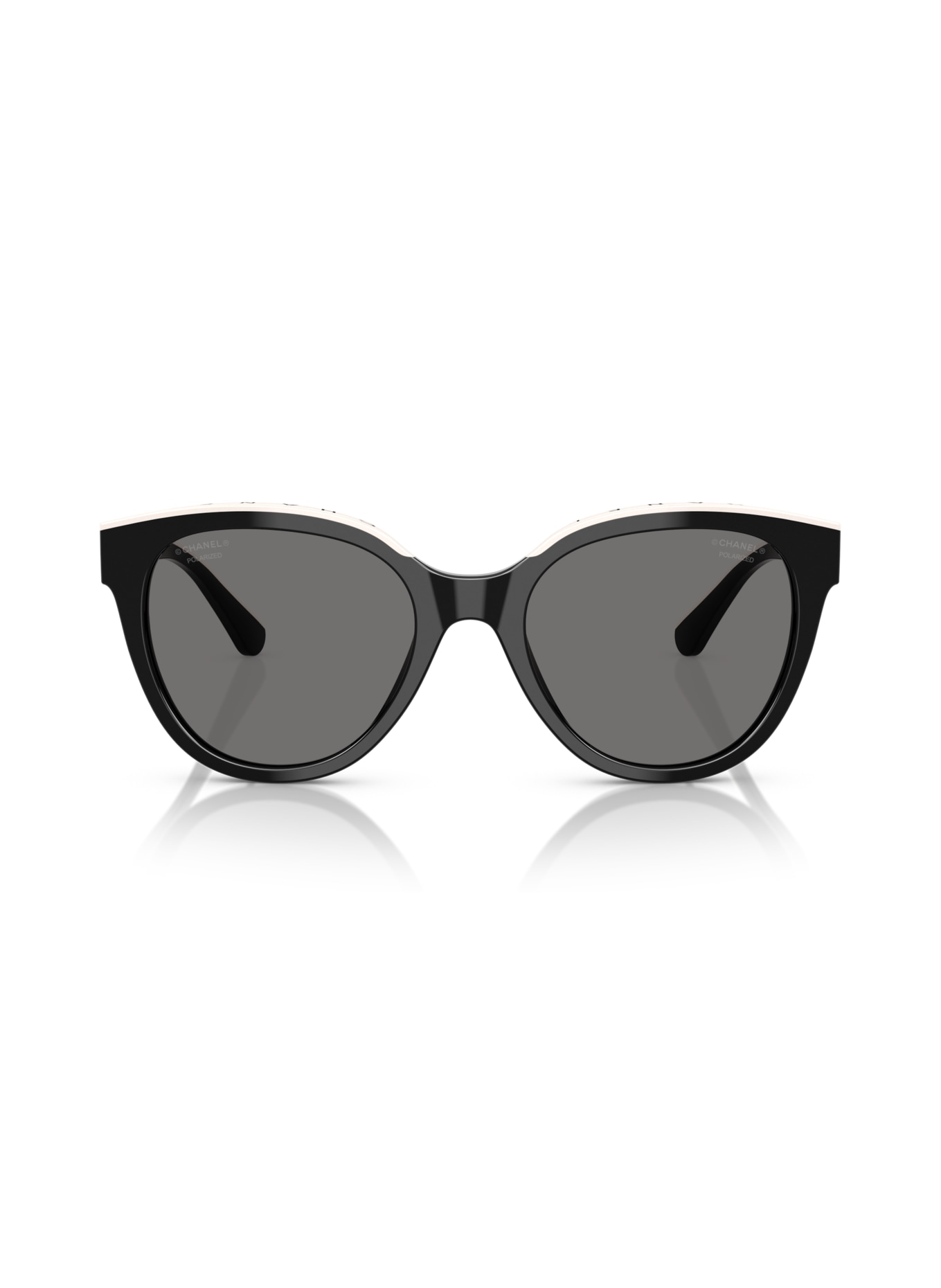 CHANEL Vlinderzonnebril: ZWART/ DONKERGRIJS POLAR
